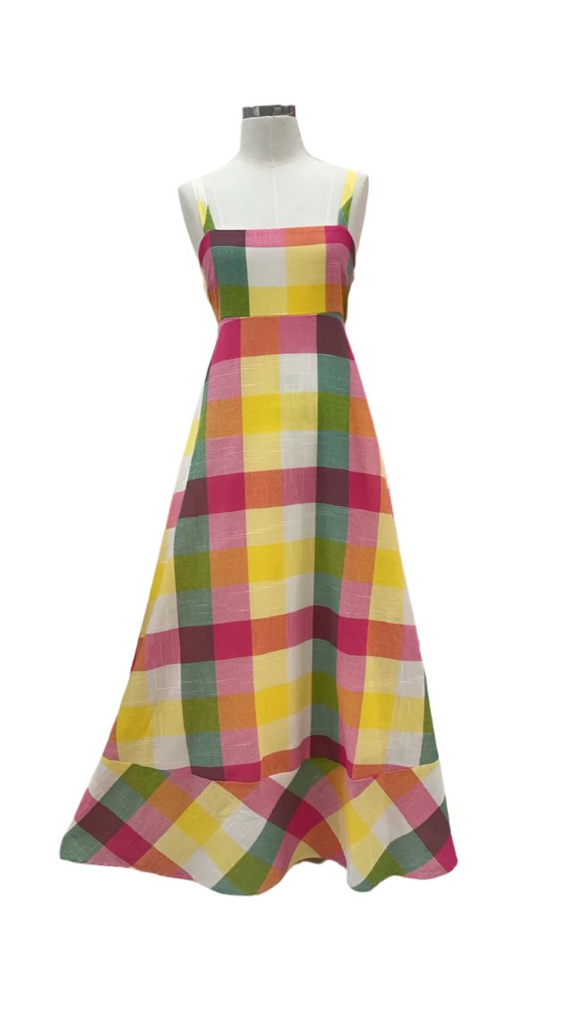 Lorraine Summer Picnic Check Maxi Dress