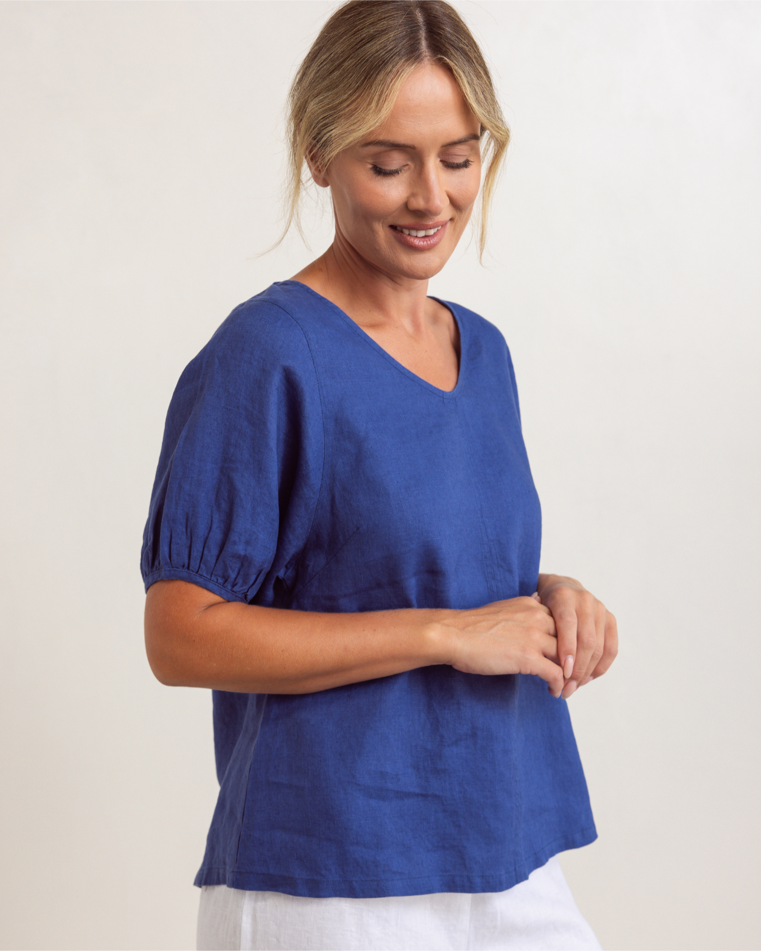See Saw V Neck Swing Top - Denim