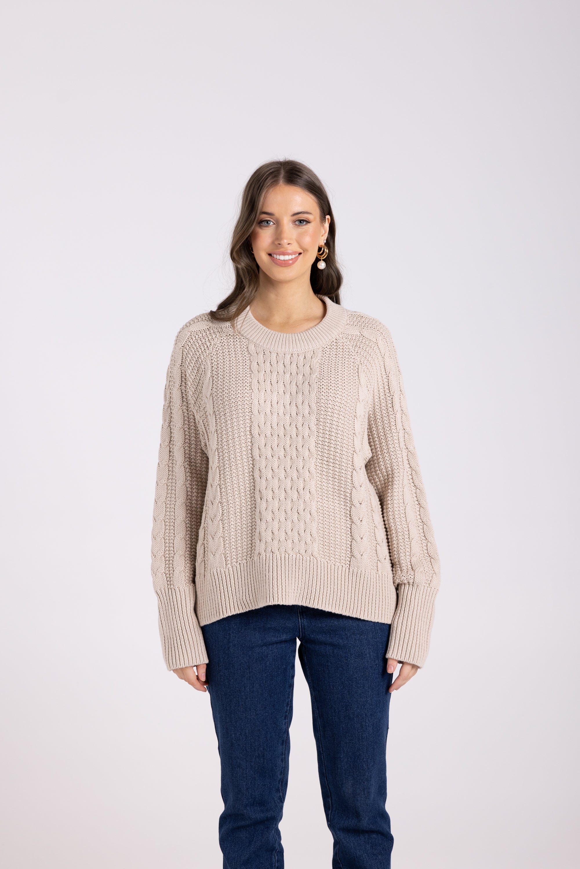 Two-T's Cotton Cable Knit - Almond