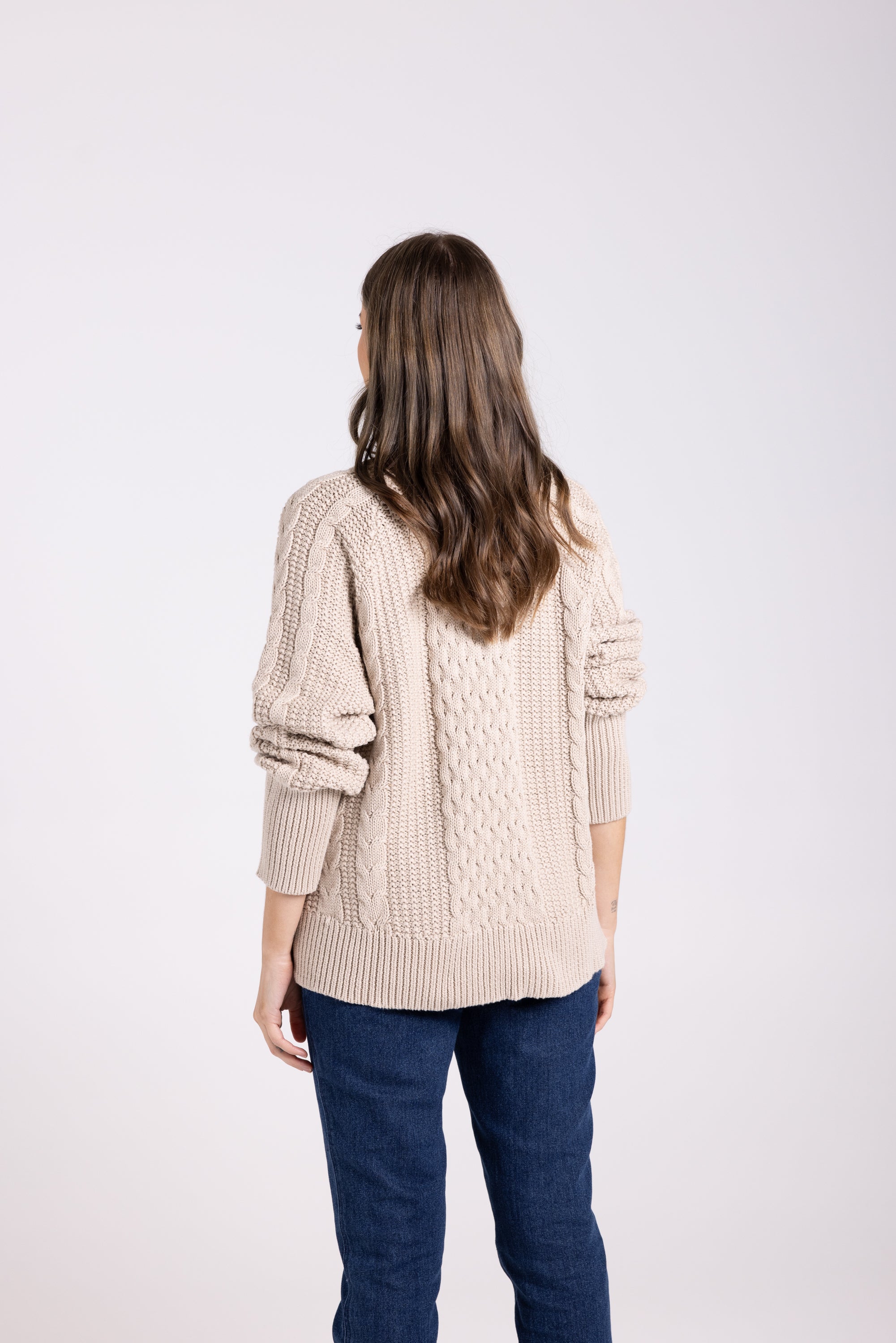 Two-T's Cotton Cable Knit - Almond