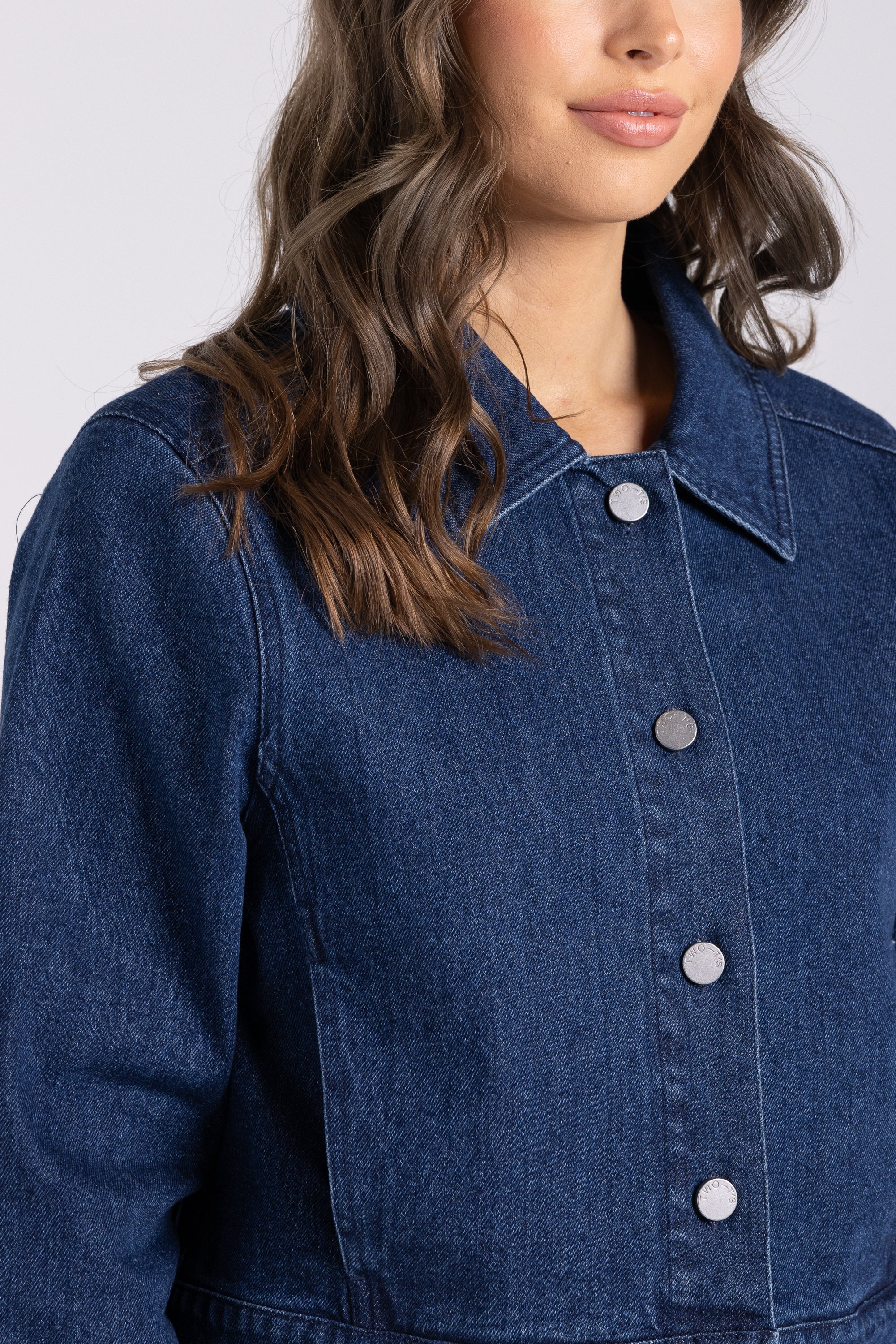 Two-T's Denim Crop Jacket - Dark Denim