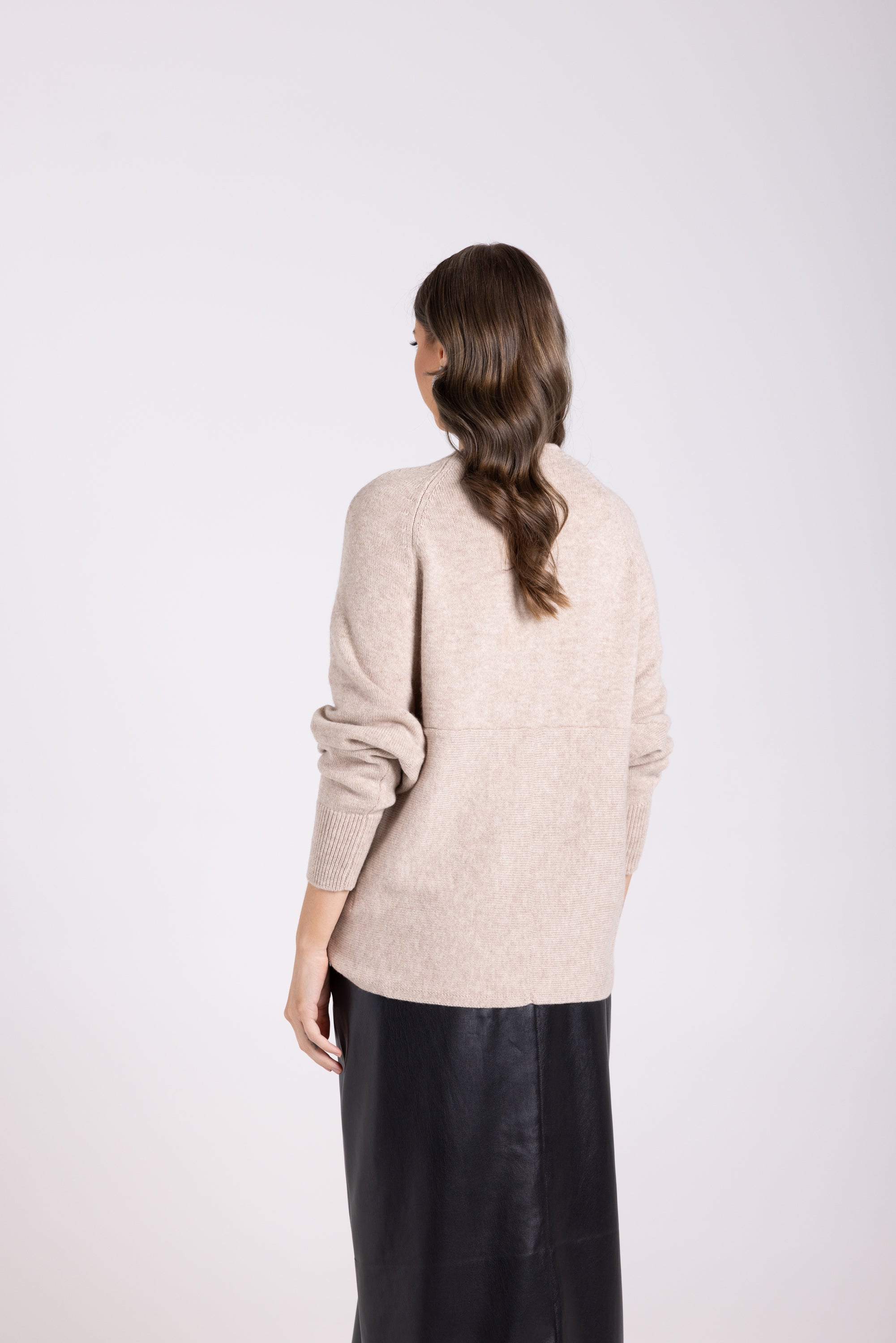 Two-T's Cross Over Knit Jumper - Oat