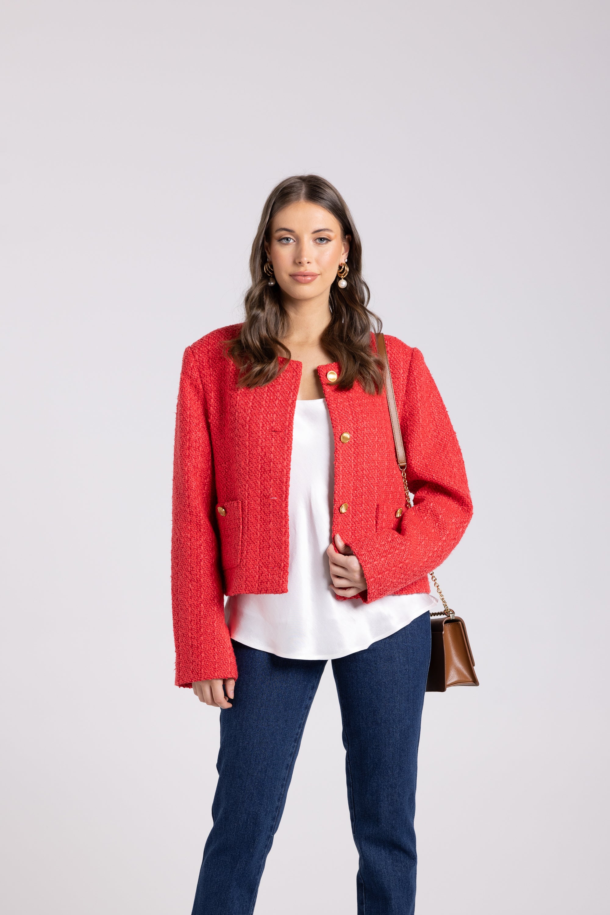 Two-T's Crop Boucle Jacket - Scarlett