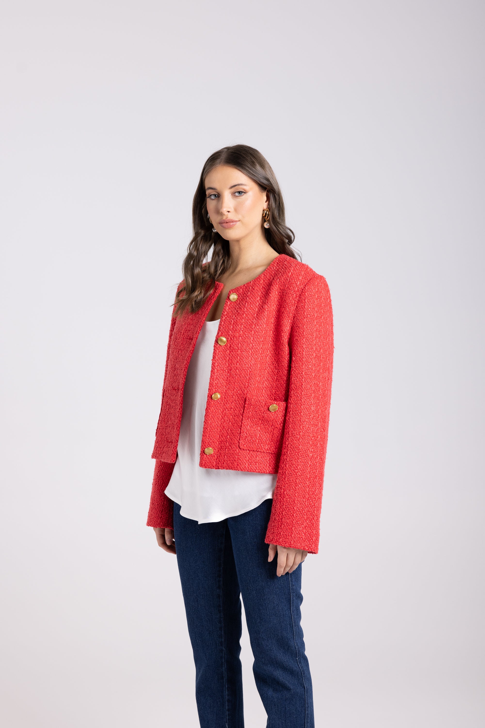 Two-T's Crop Boucle Jacket - Scarlett