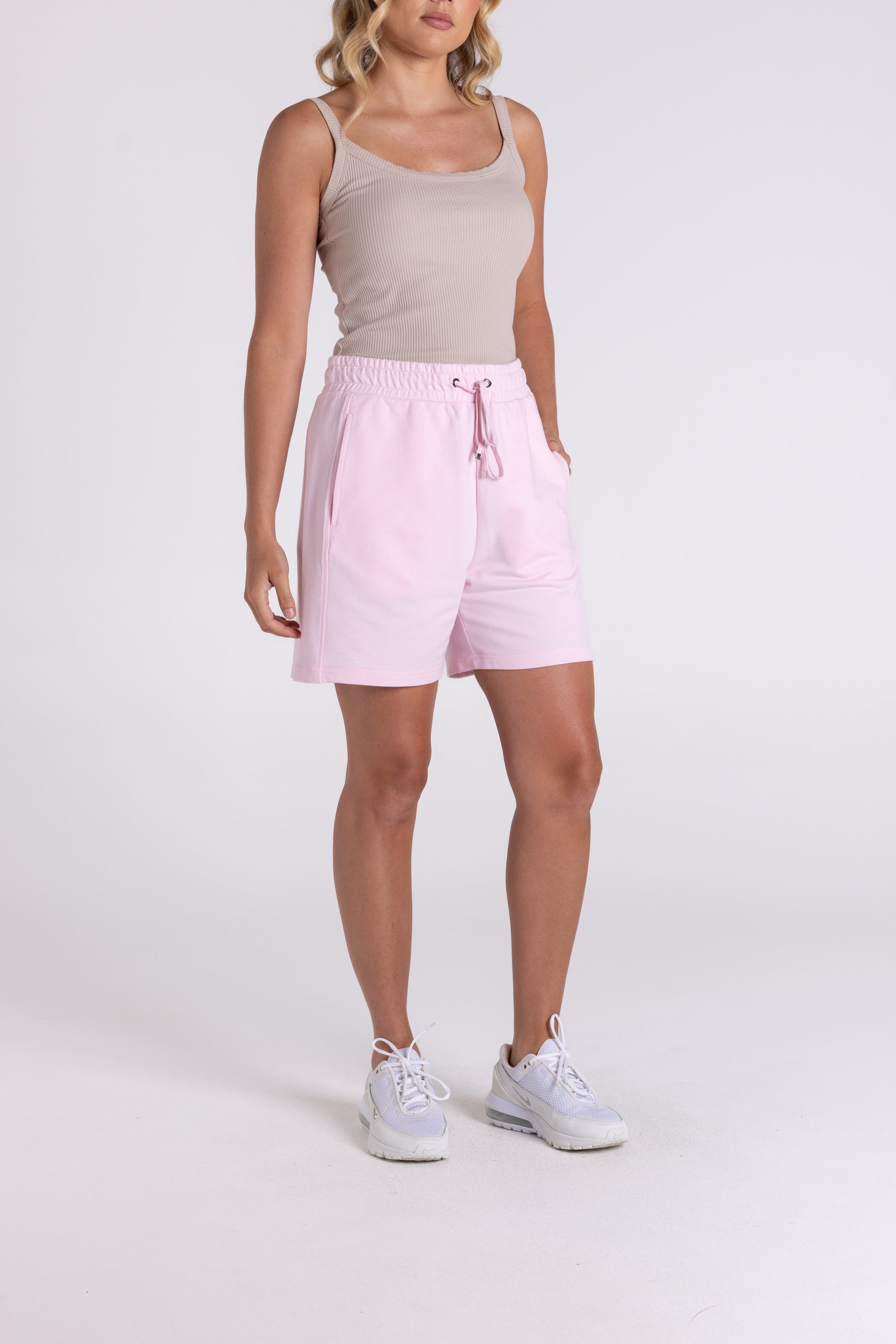 Two T's Track Short with Logo Patch - Pink