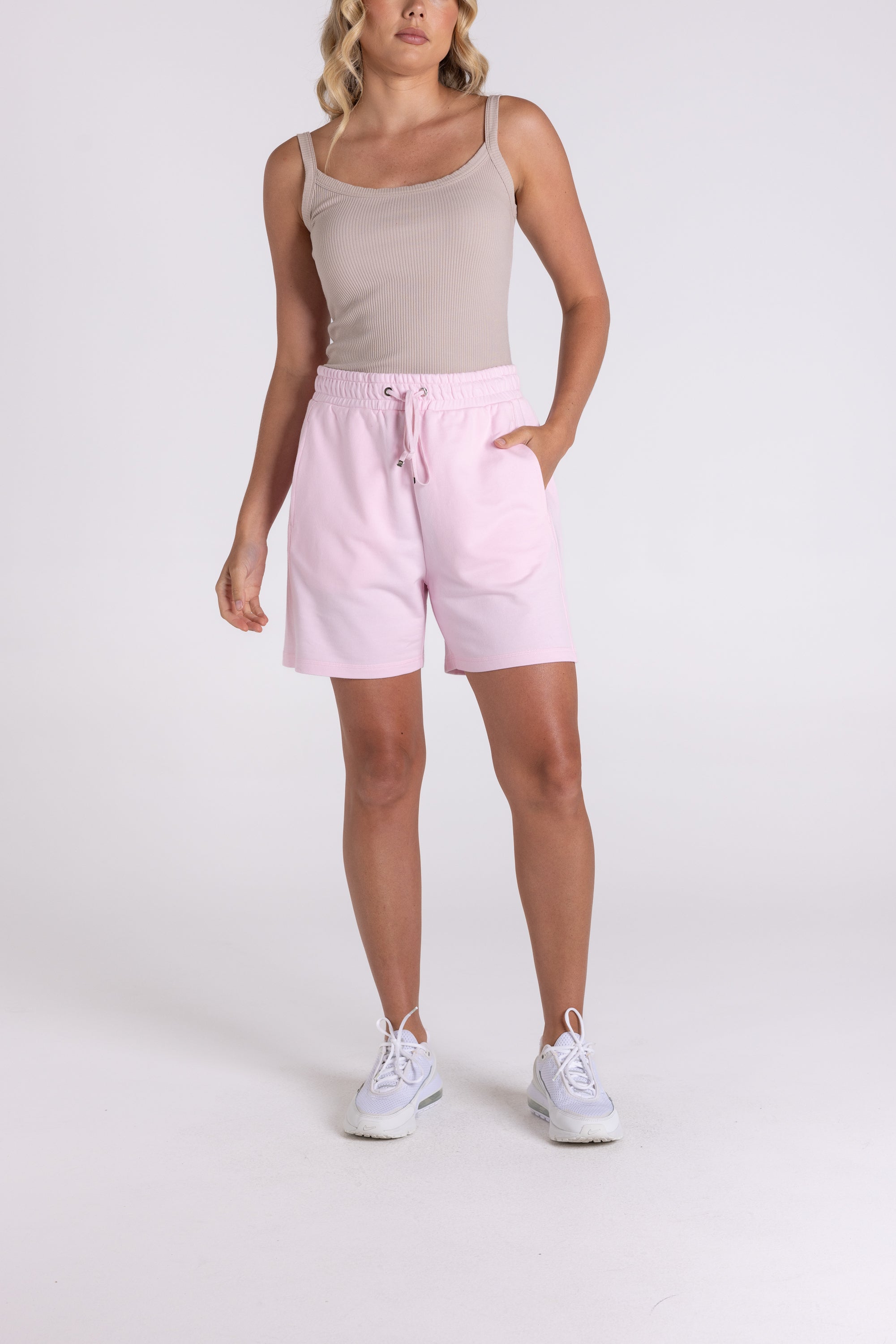 Two T's Track Short with Logo Patch - Pink