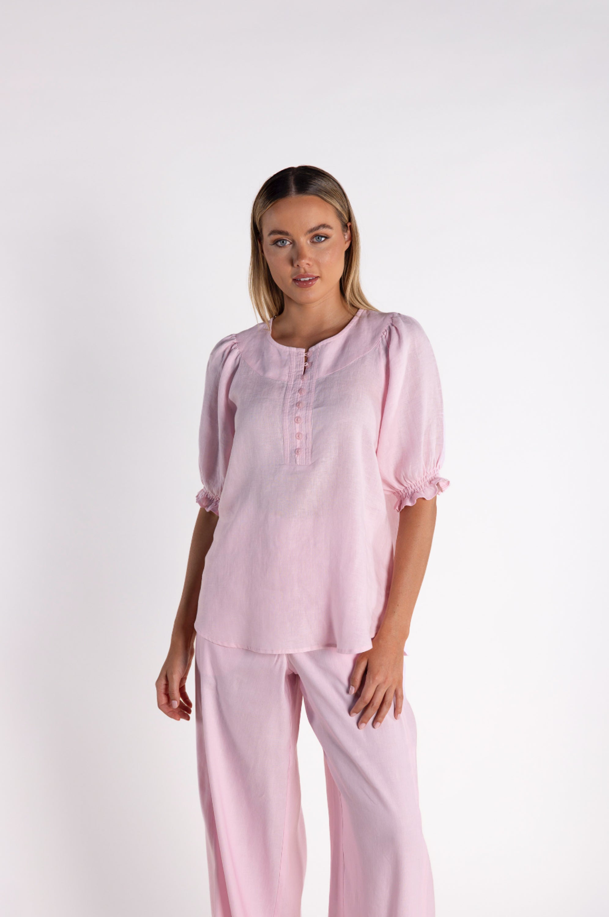 Two T's Linen Top - Pink
