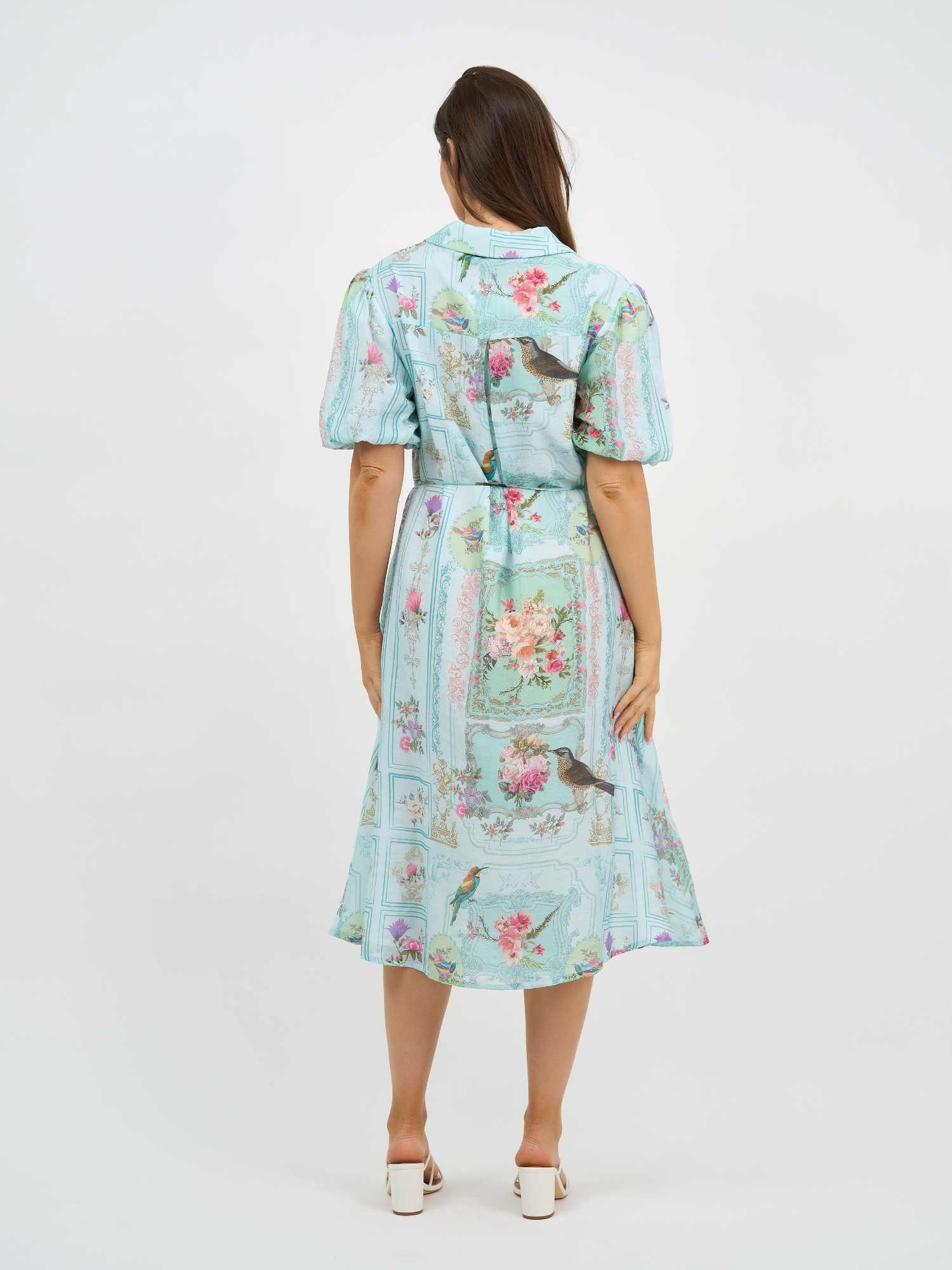 Liberty Rose Vintage Bird Print Shirt Dress