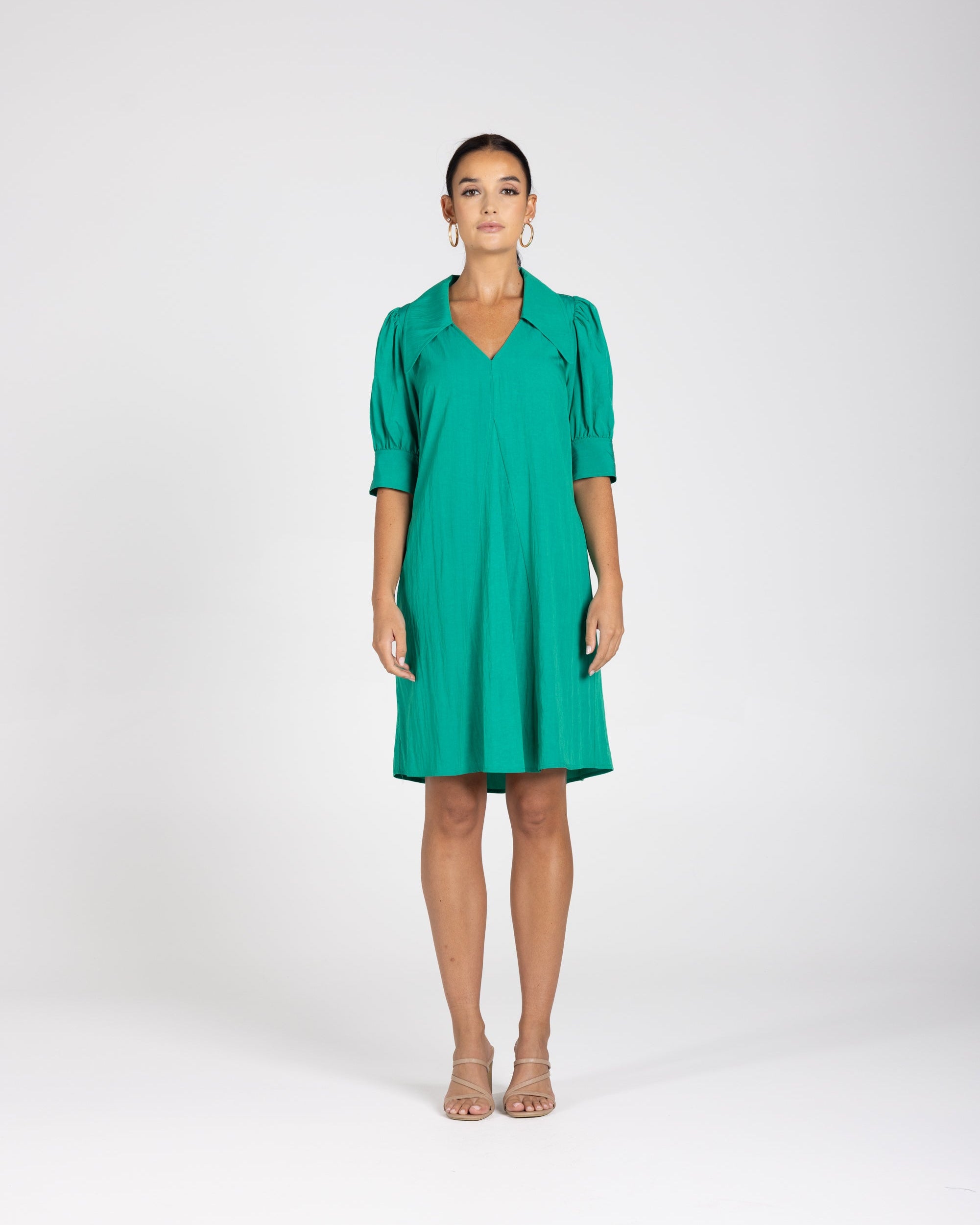 Two T's V Neck Dress - Emerald