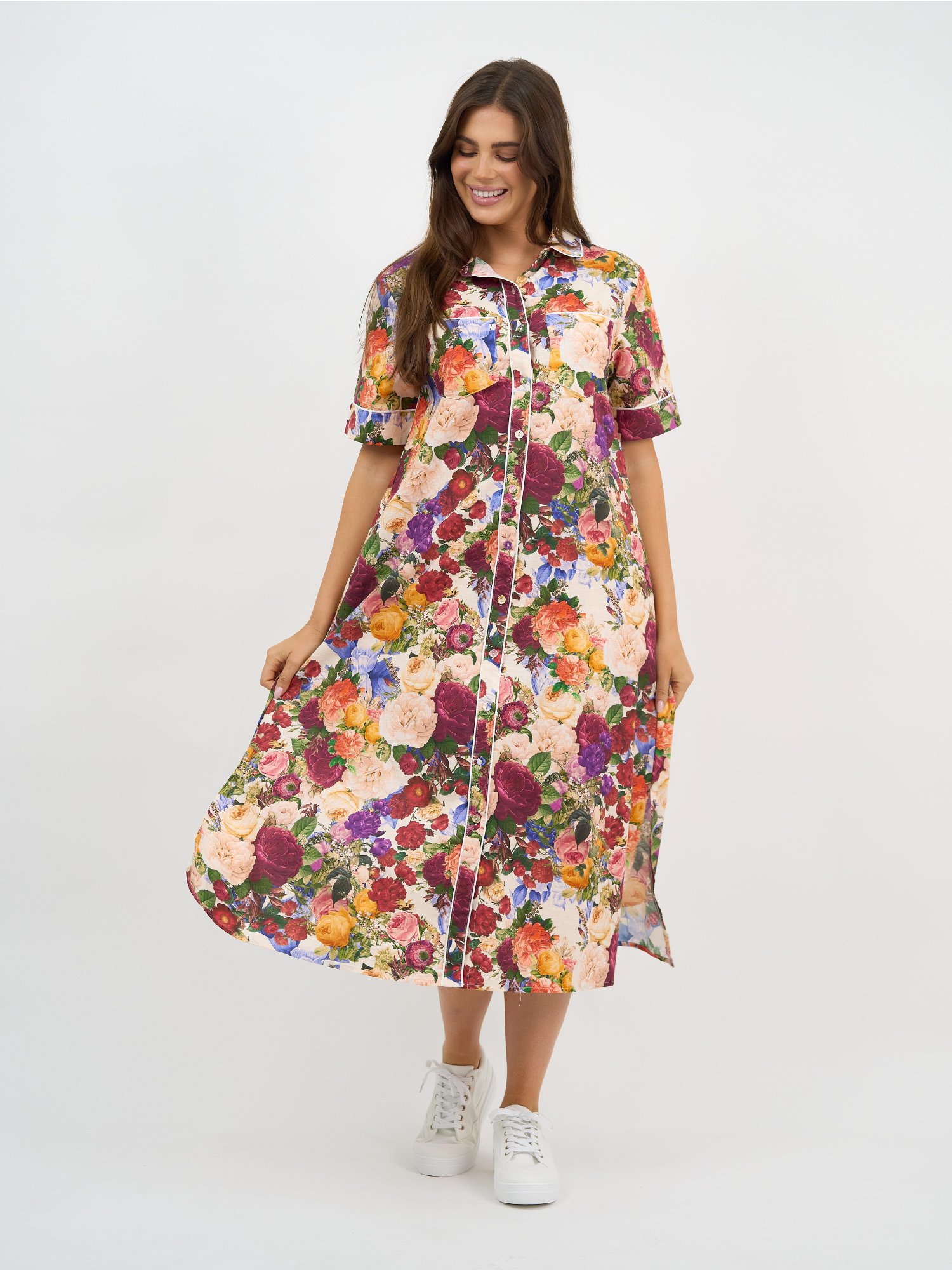 Liberty Rose Bloom Floral Belted Shirt Dress