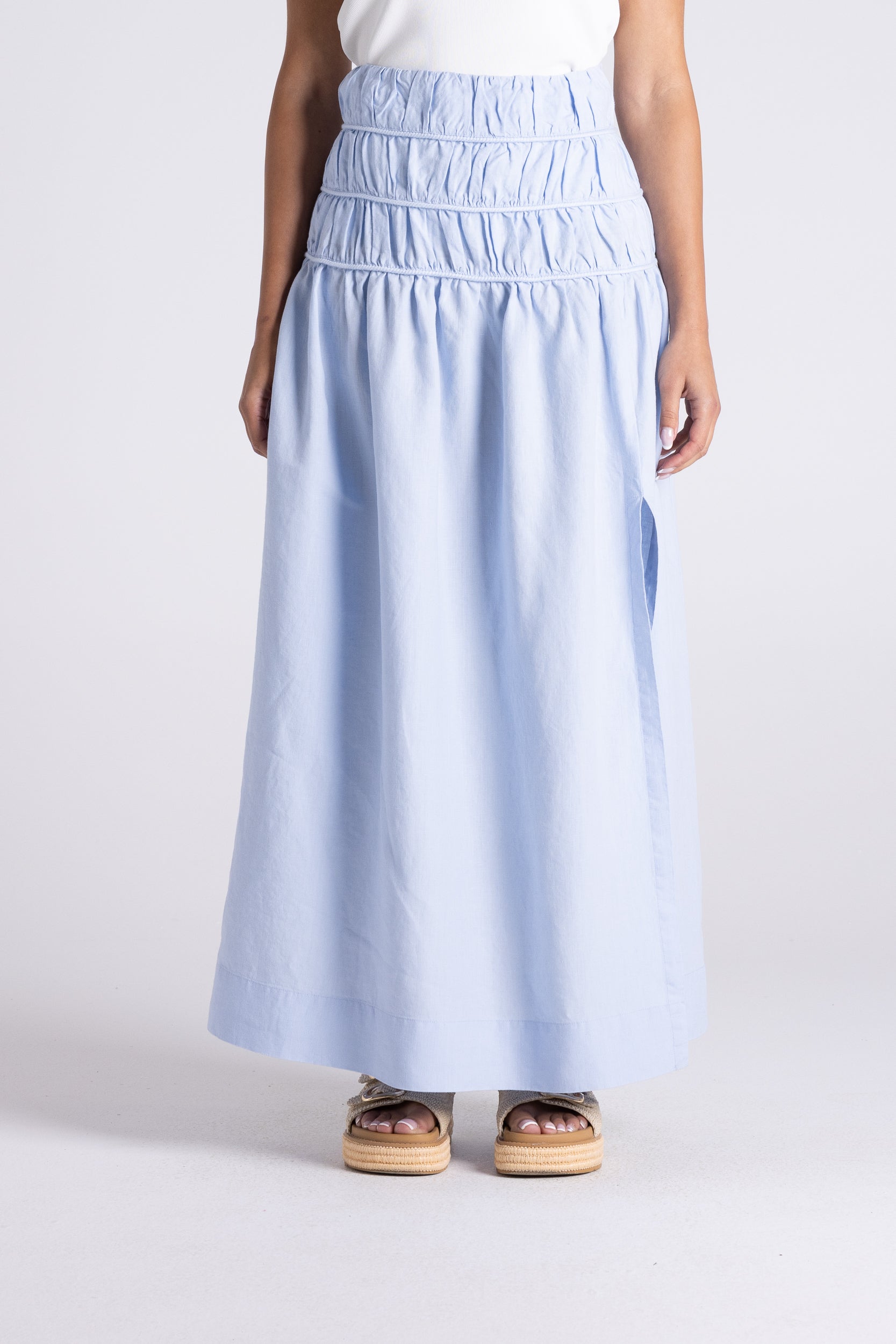 Two T's Gathered Midi Skirt - Cornflower