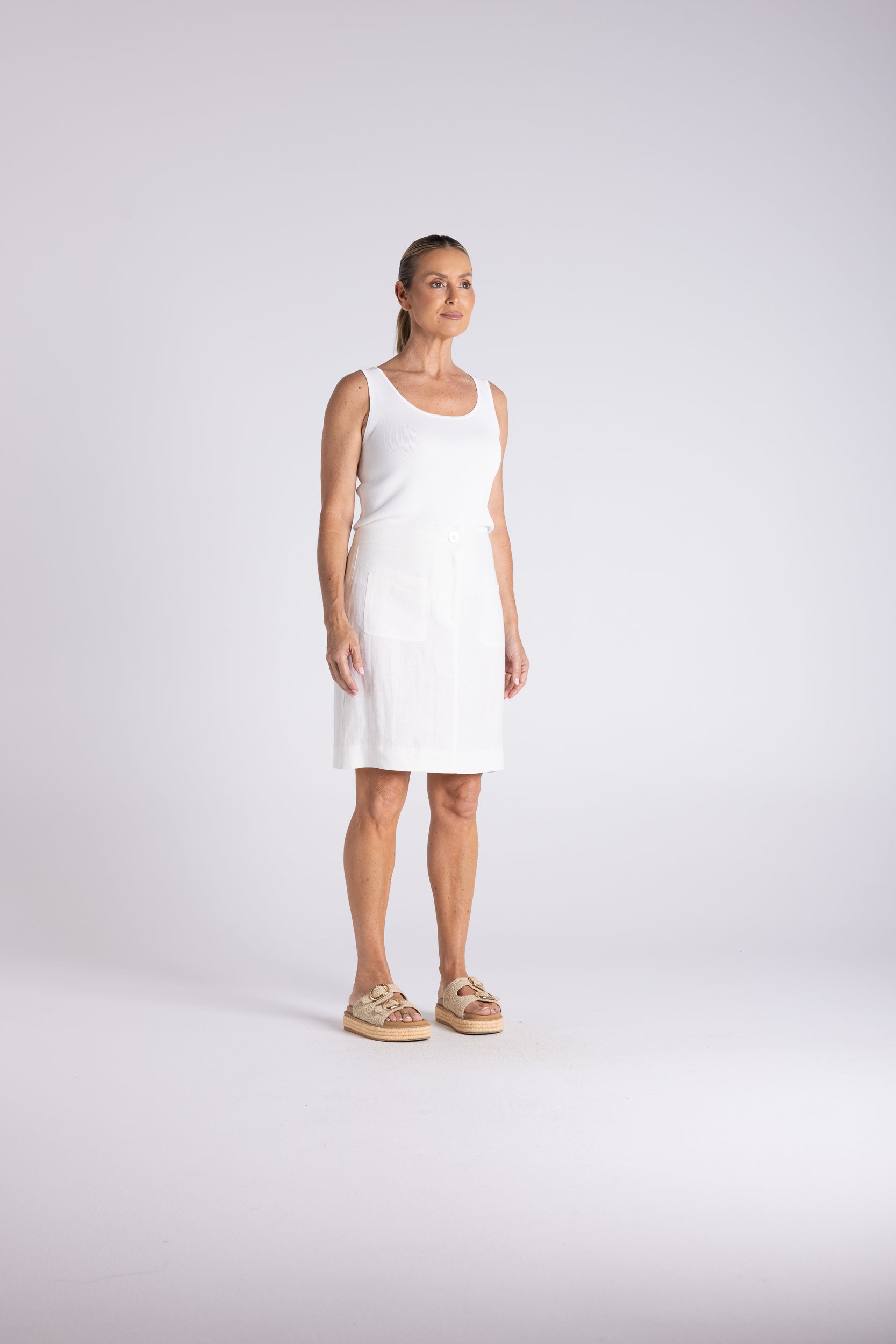 Two T's Tweed Linen Skirt - Milk
