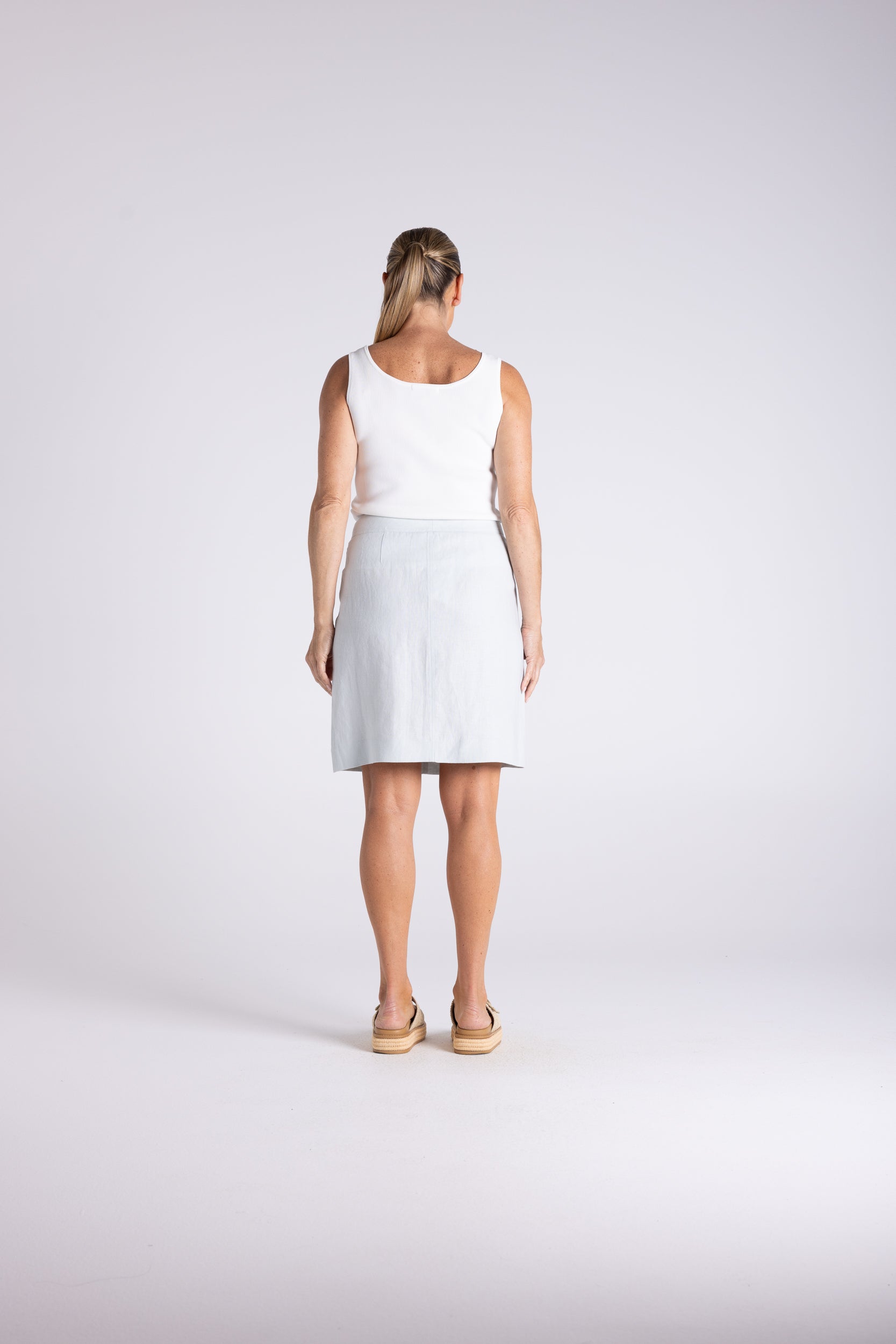 Two T's Tweed Linen Skirt - Sea Foam