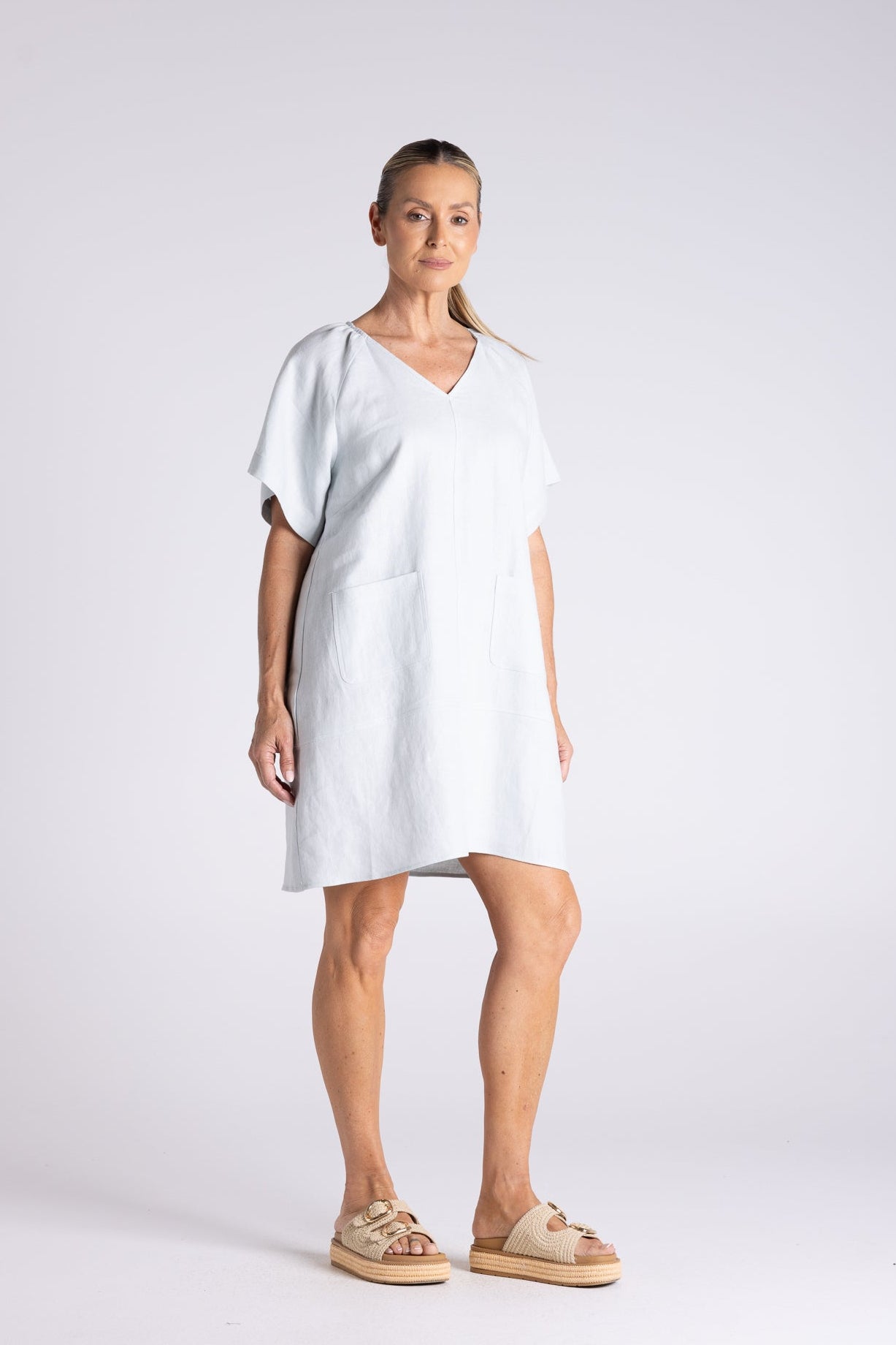 Two T's Kim Tweed Linen Dress - Sea Foam