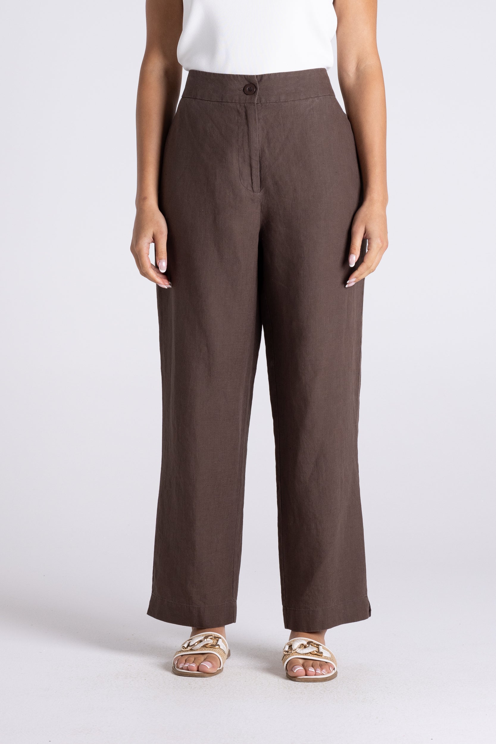 Two T's Luna 7/8 Linen Pant - Chestnut