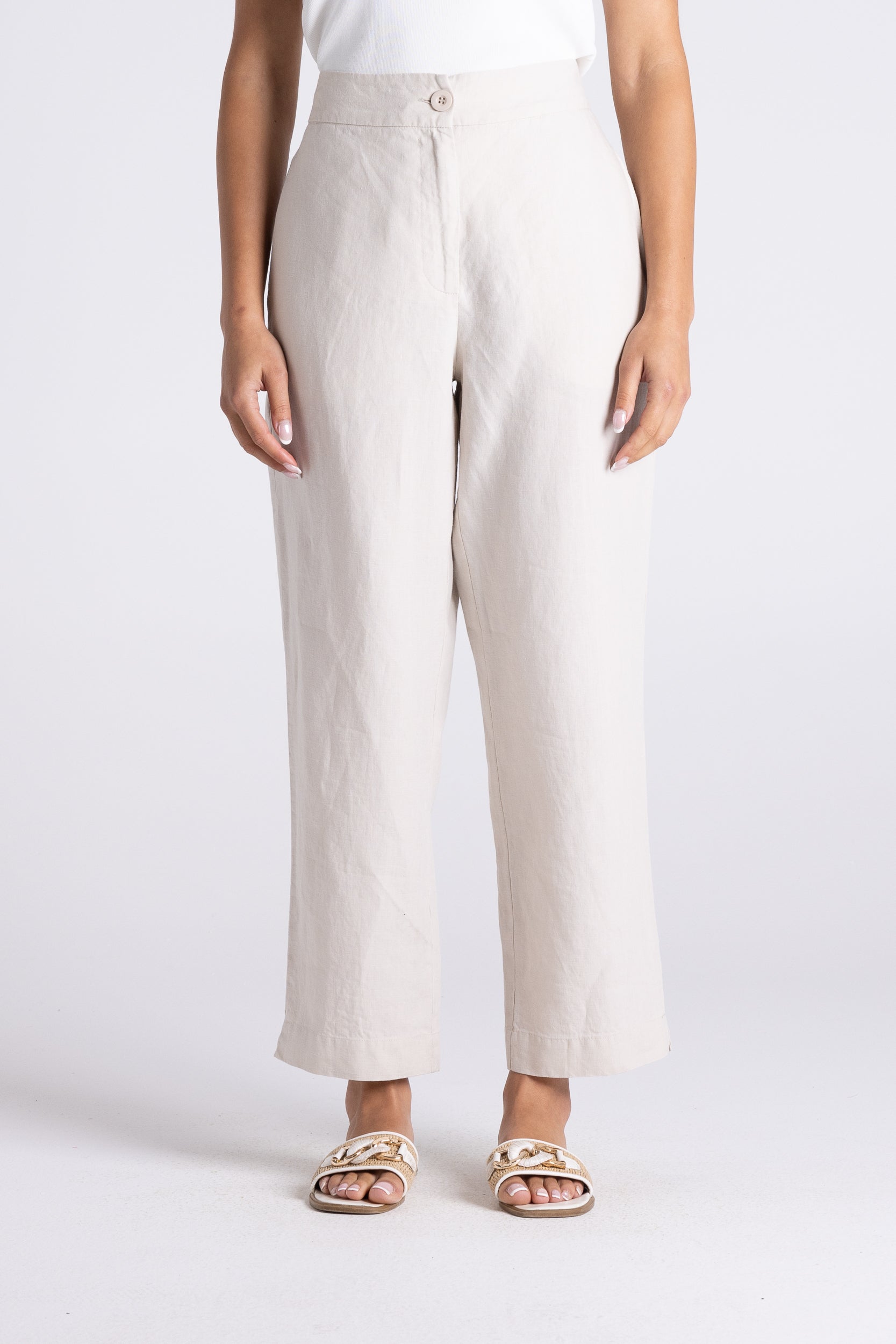 Two T's Luna 7/8 Linen Pant - Straw