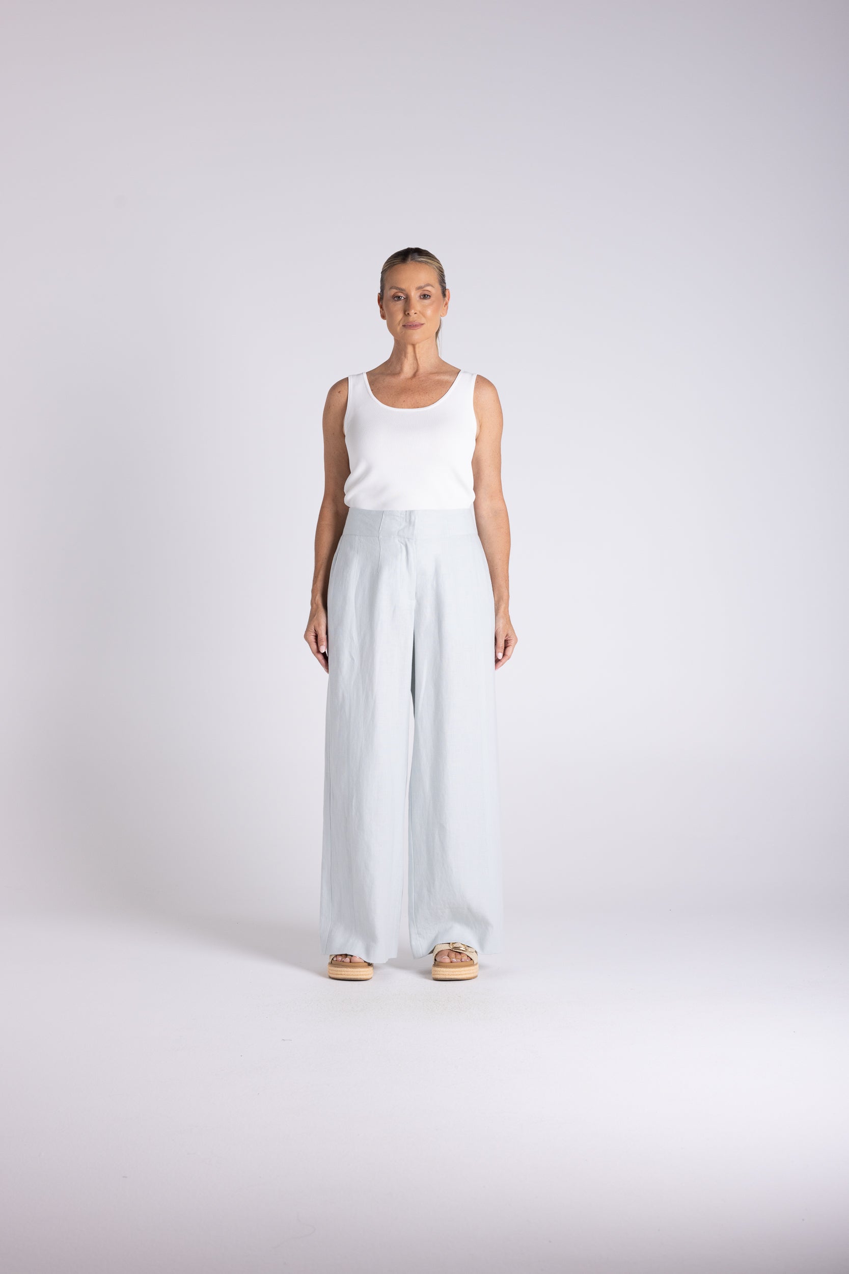 Two T's Abbey Wide Leg Pant - Sea Foam