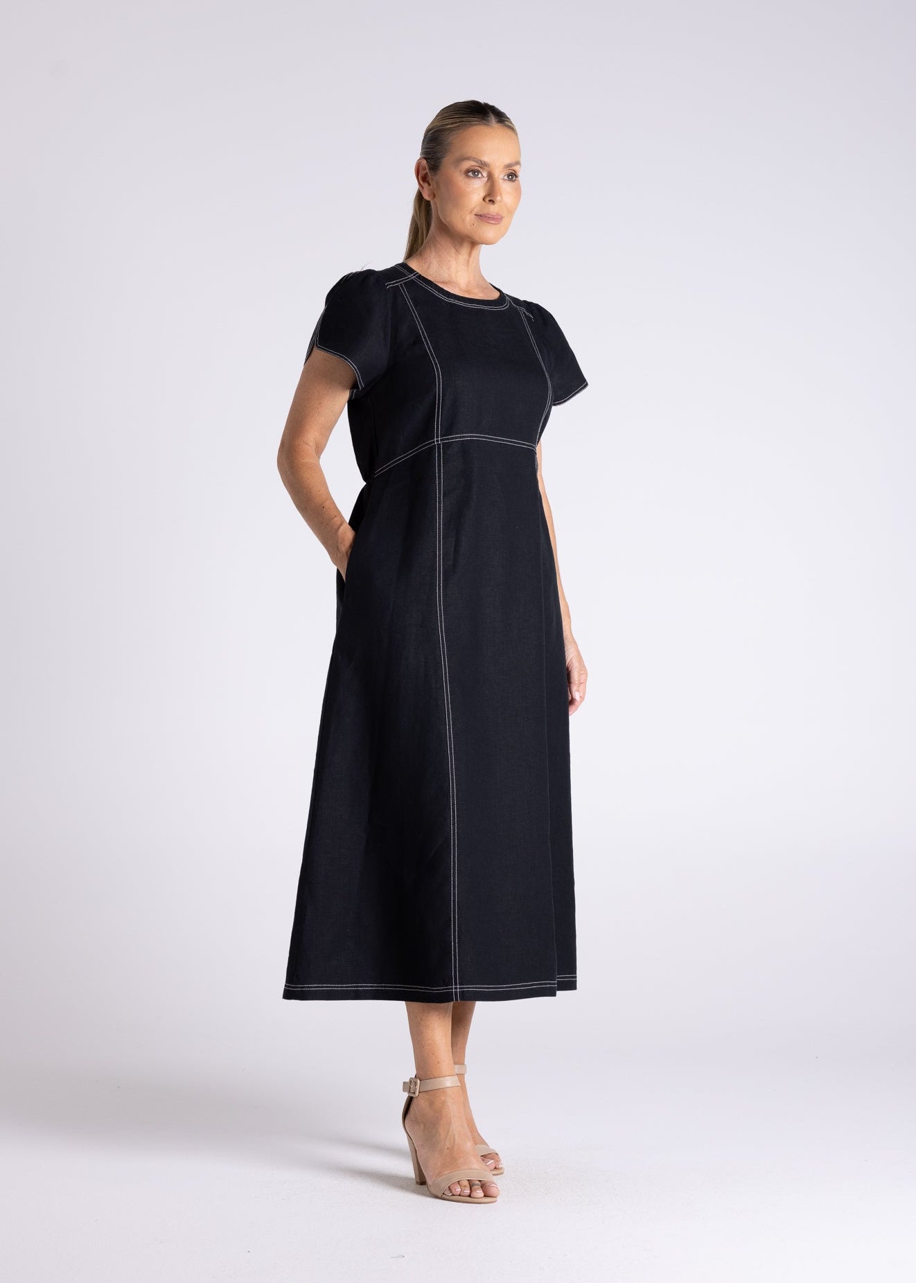 Two T's Mary Midi Dress - Black