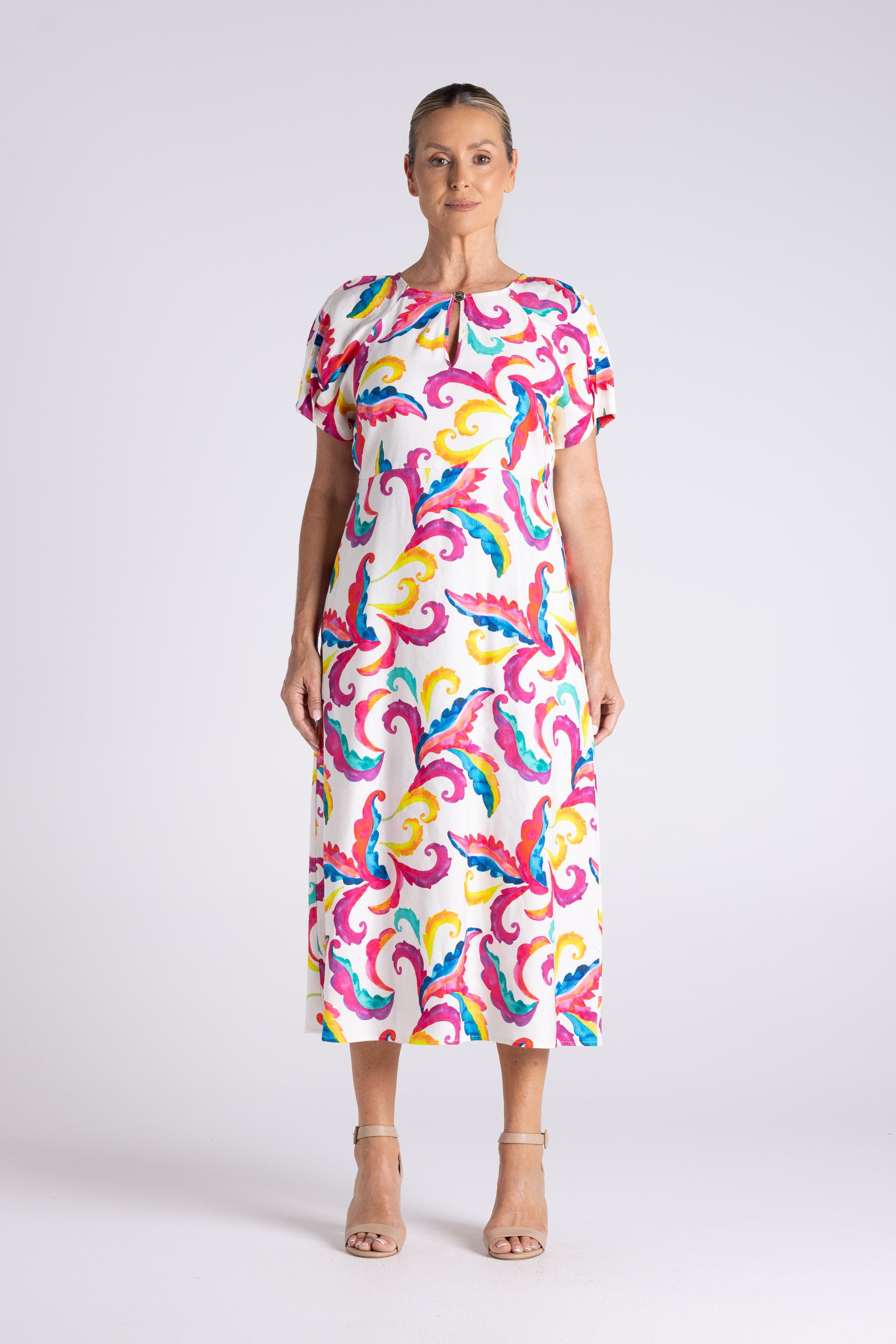 Two T's Carnival Print Midi Dress