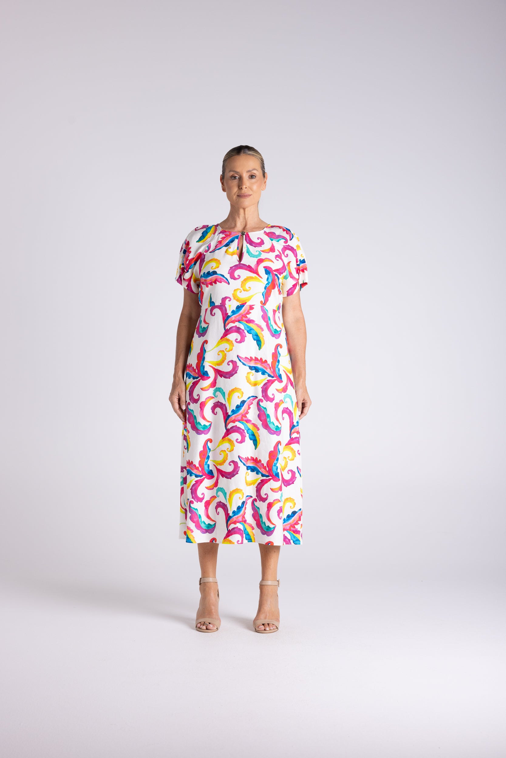 Two T's Carnival Print Midi Dress