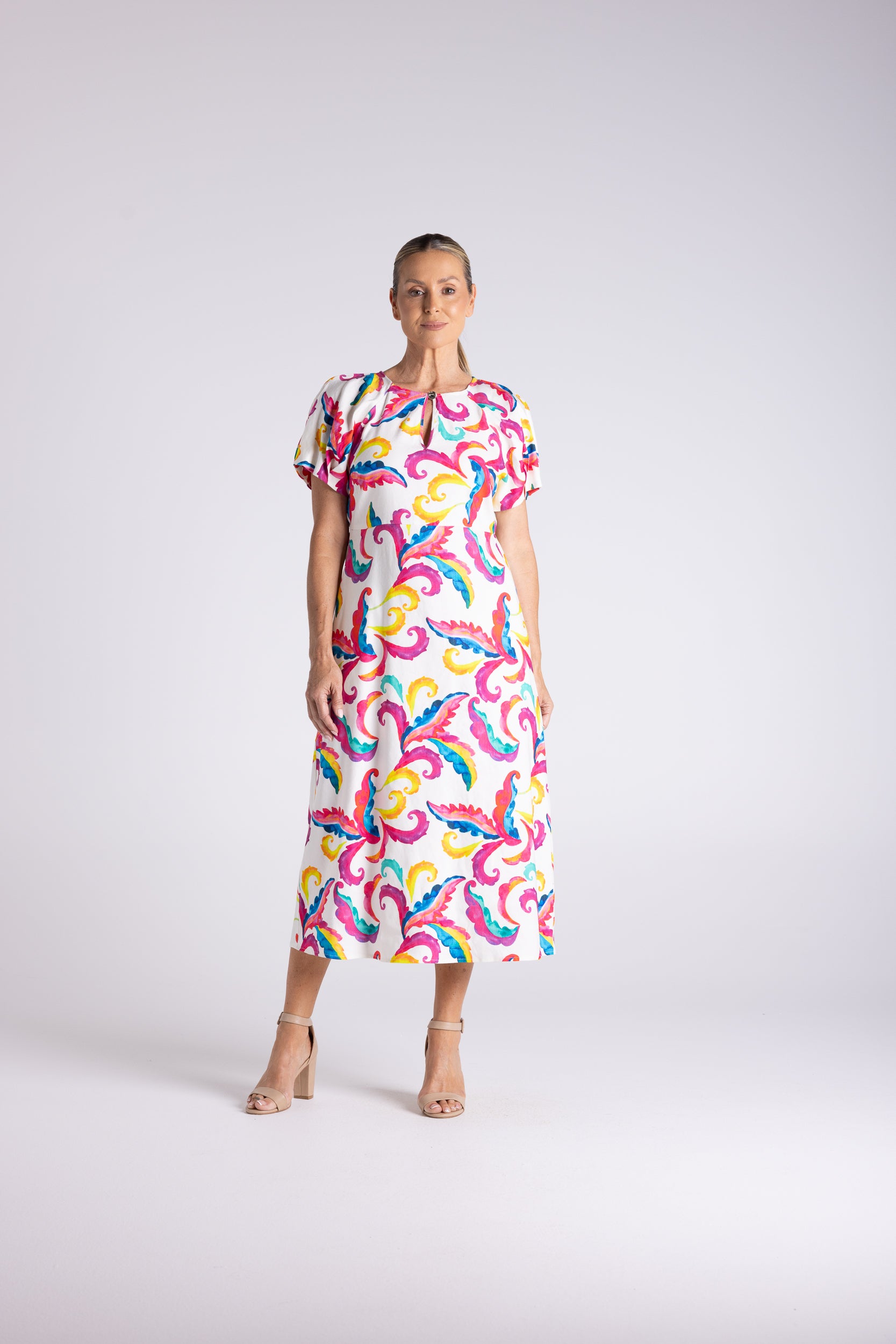 Two T's Carnival Print Midi Dress