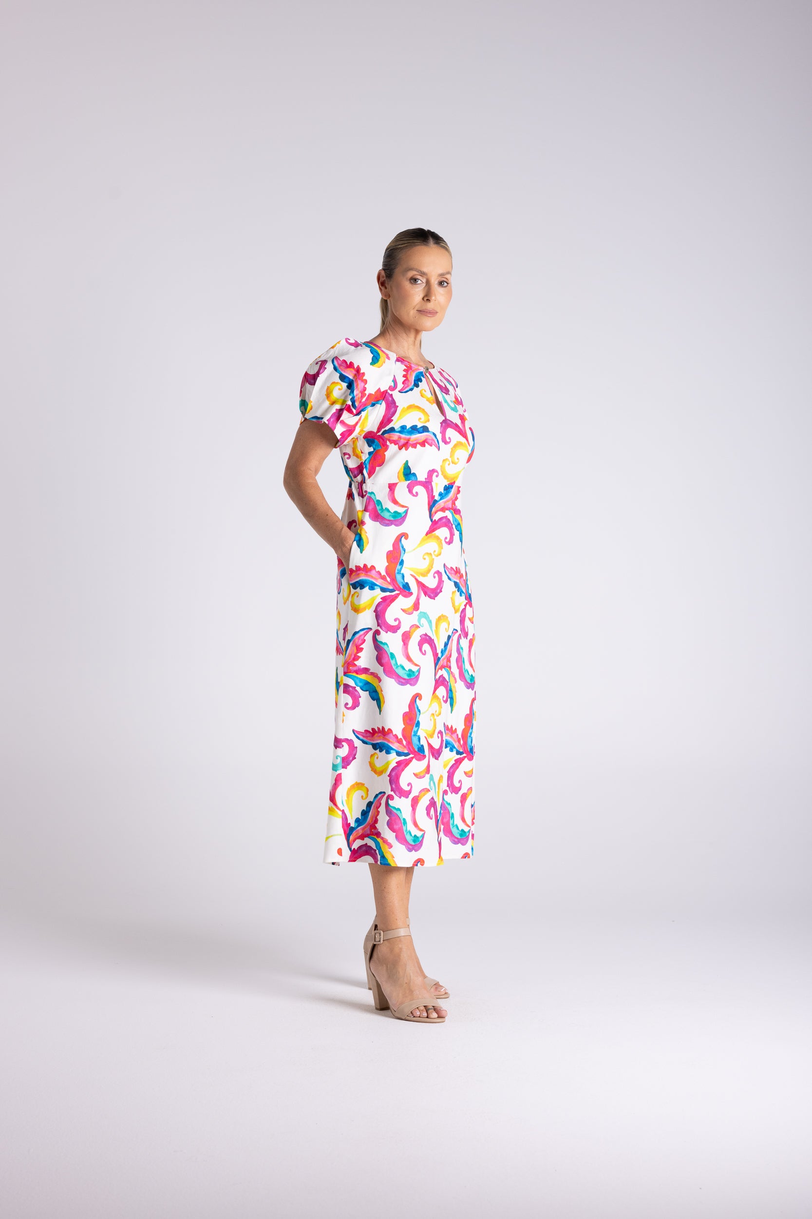 Two T's Carnival Print Midi Dress