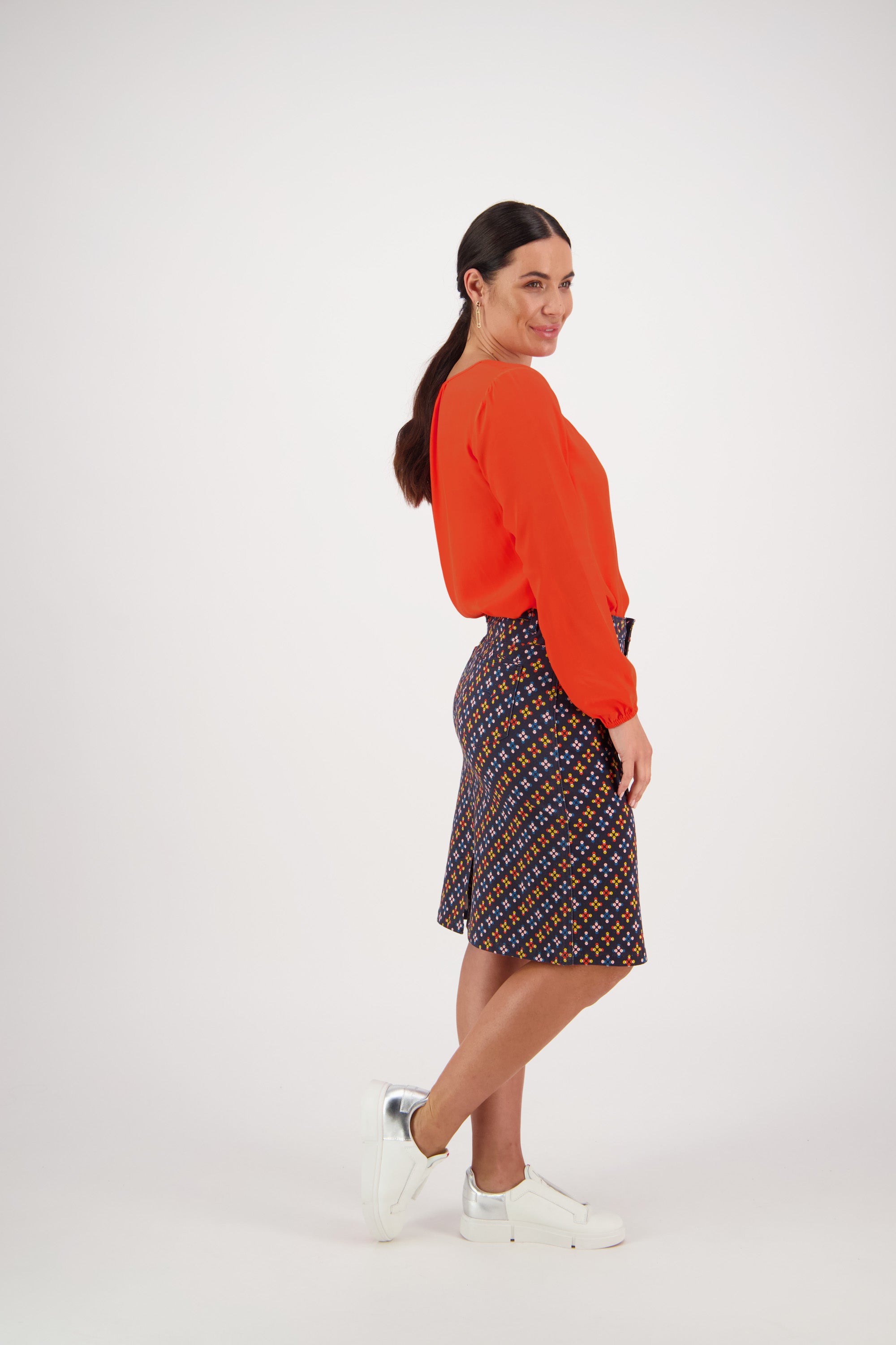 Vassalli Knee Length Printed Skirt - Stellar