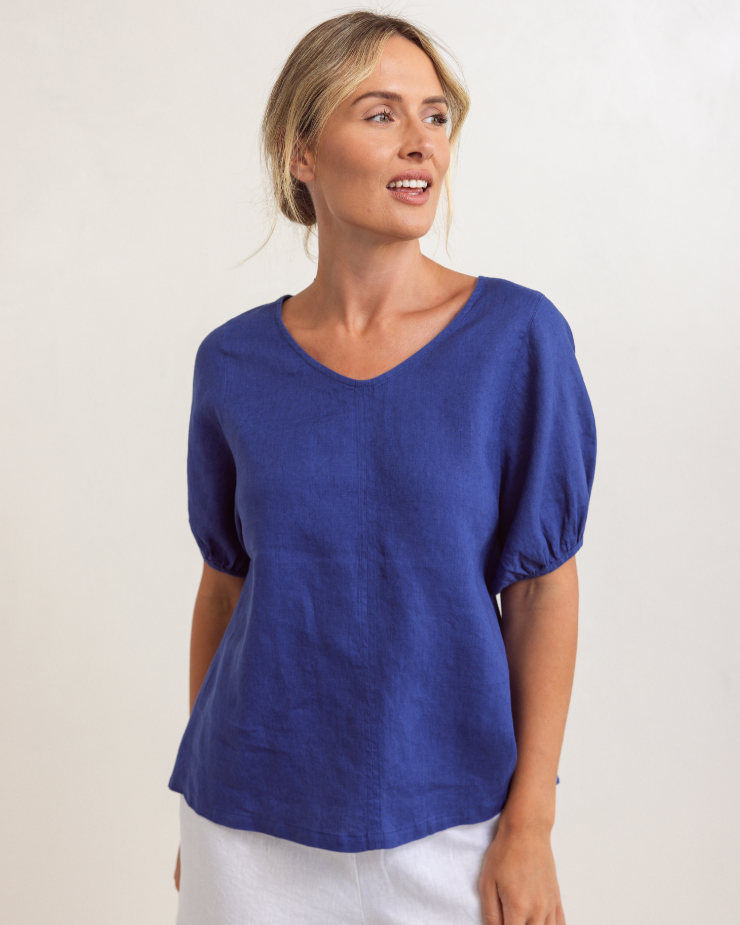 See Saw V Neck Swing Top - Denim