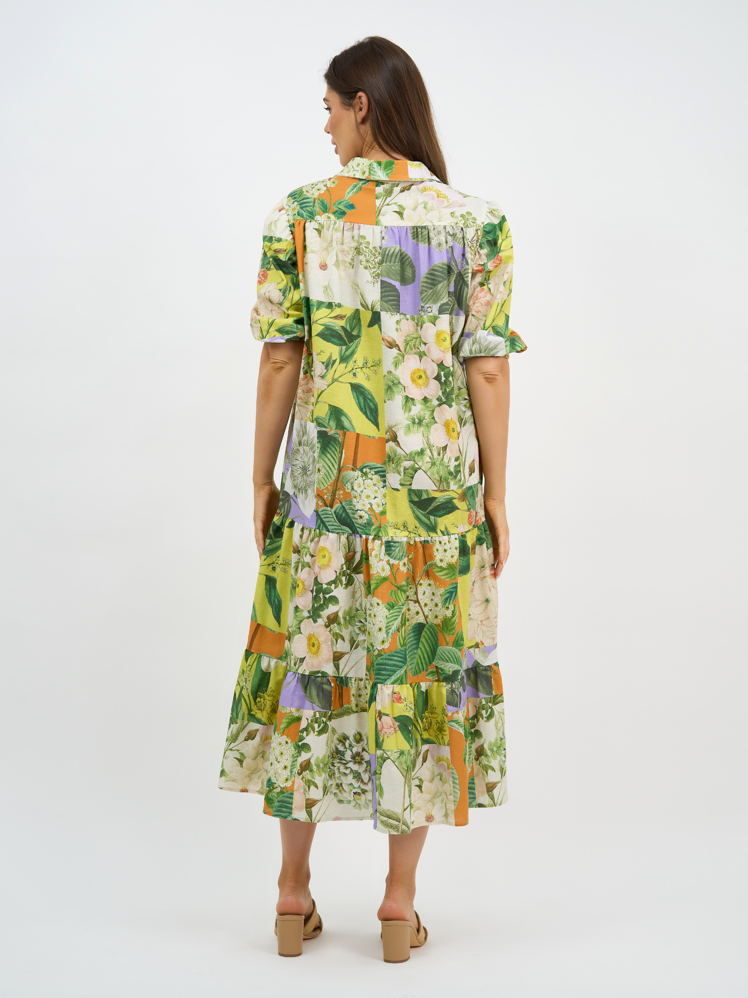 Liberty Rose Botanical Patchwork Shirt Dress