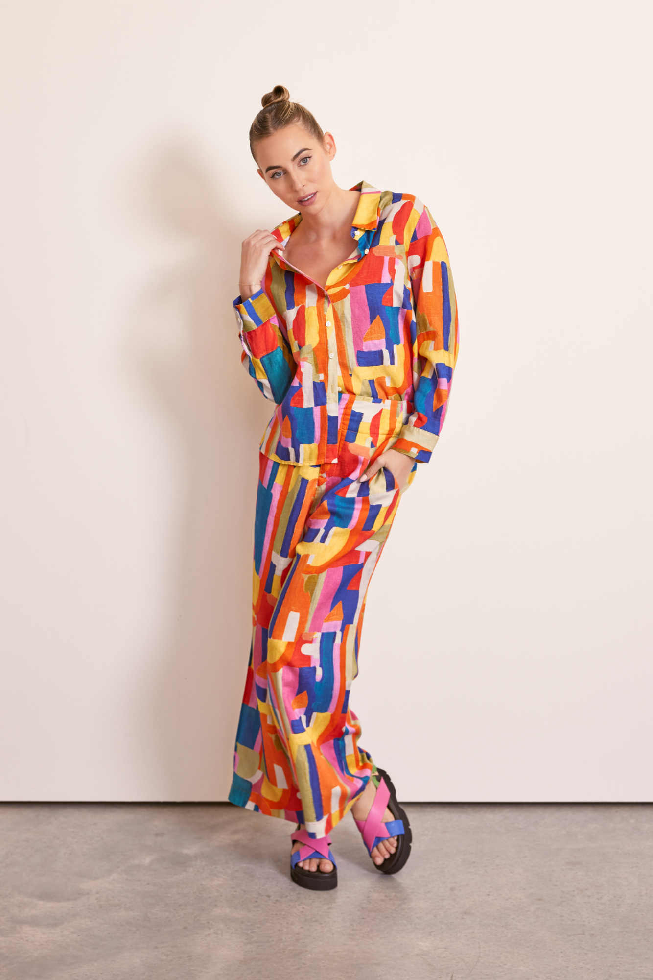 Kaleido High Waisted Wide Leg Pant - Vivid