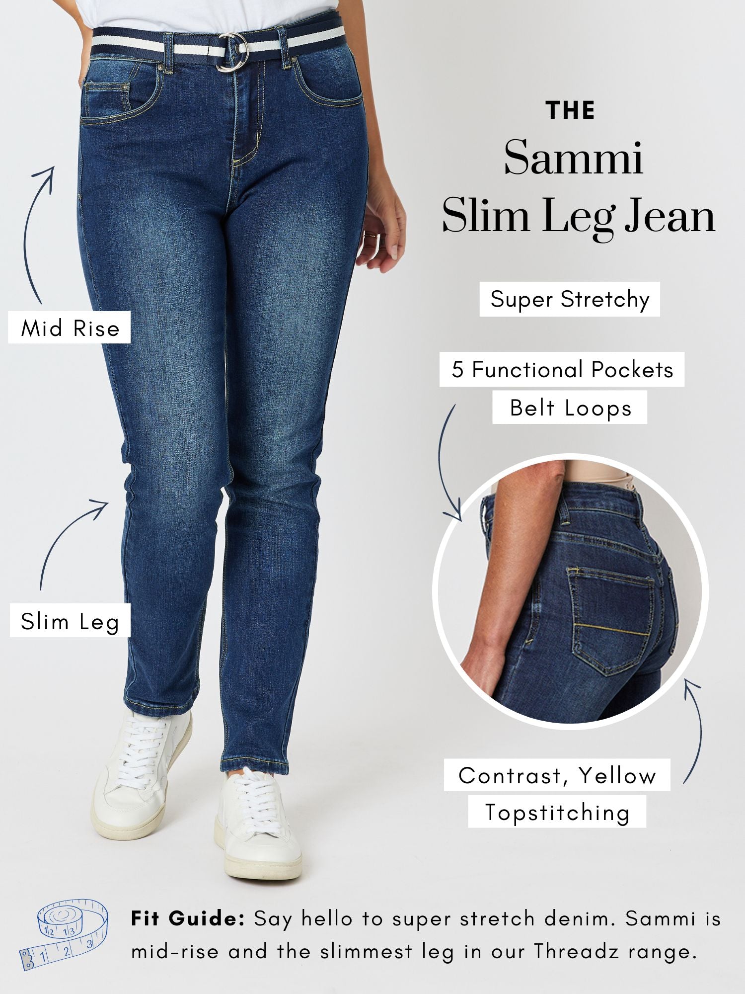Threadz Sammi Skinny Leg Jean - Dark Denim