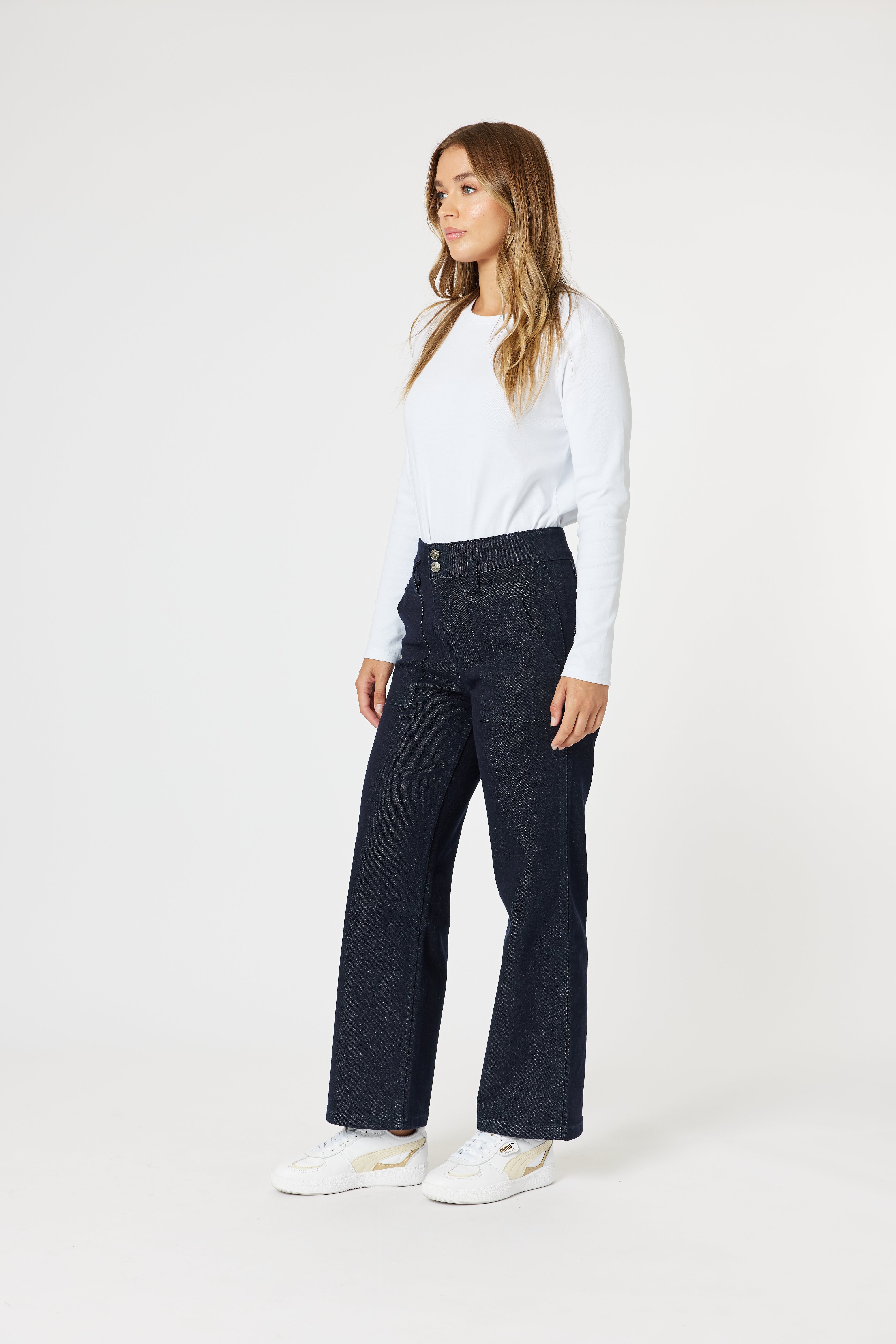 Gordon Smith Hudson High Rise Wide Leg Jean - Dark Denim
