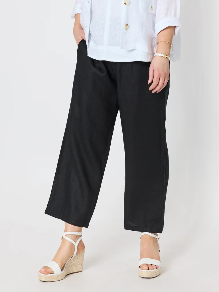 Gordon Smith Lara Linen Wide Leg Pant - Black