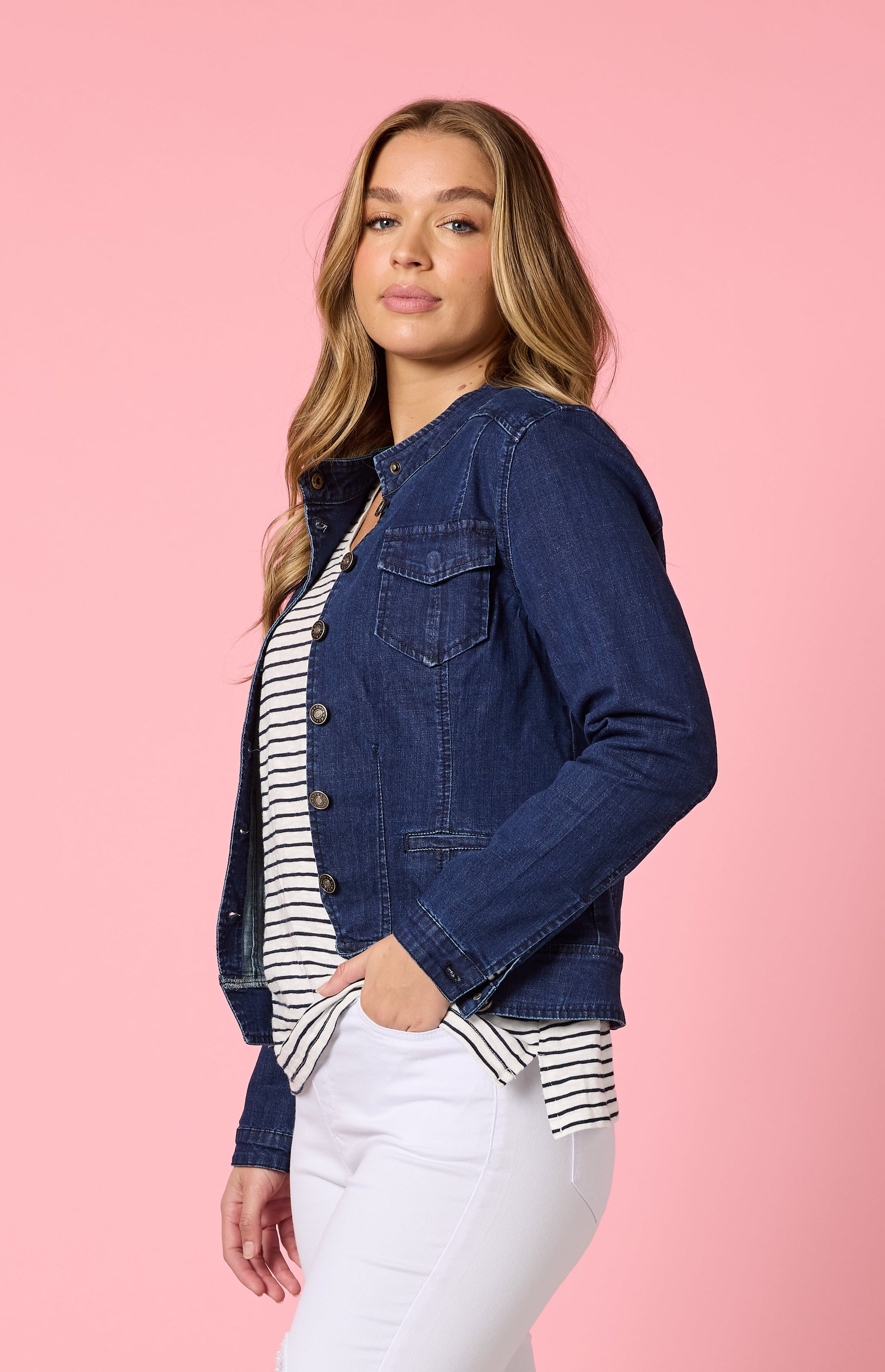 Threadz Maggie Denim Jacket - Dark Denim