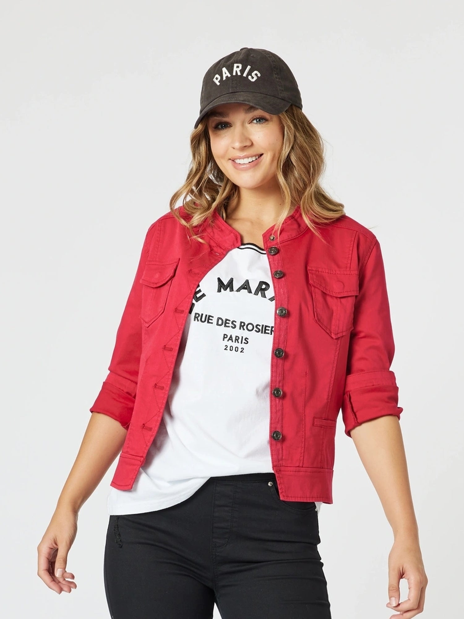 Threadz Maggie Denim Jacket - Red