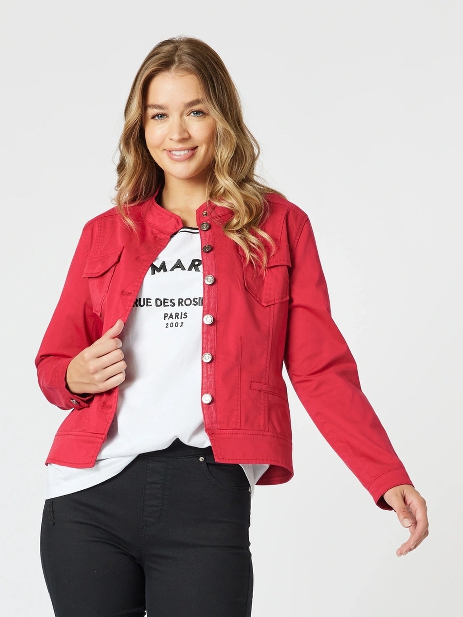 Threadz Maggie Denim Jacket - Red