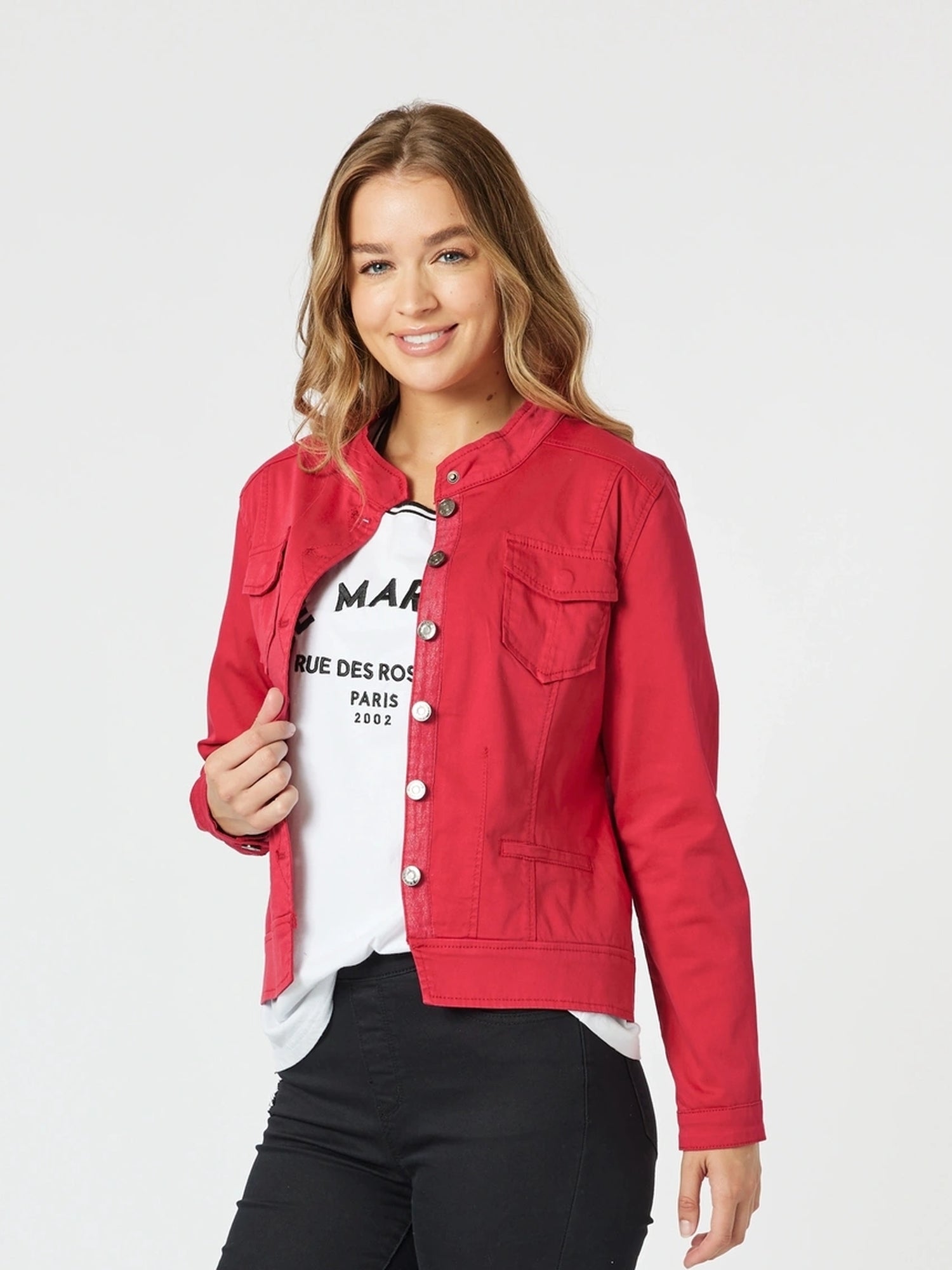 Threadz Maggie Denim Jacket - Red