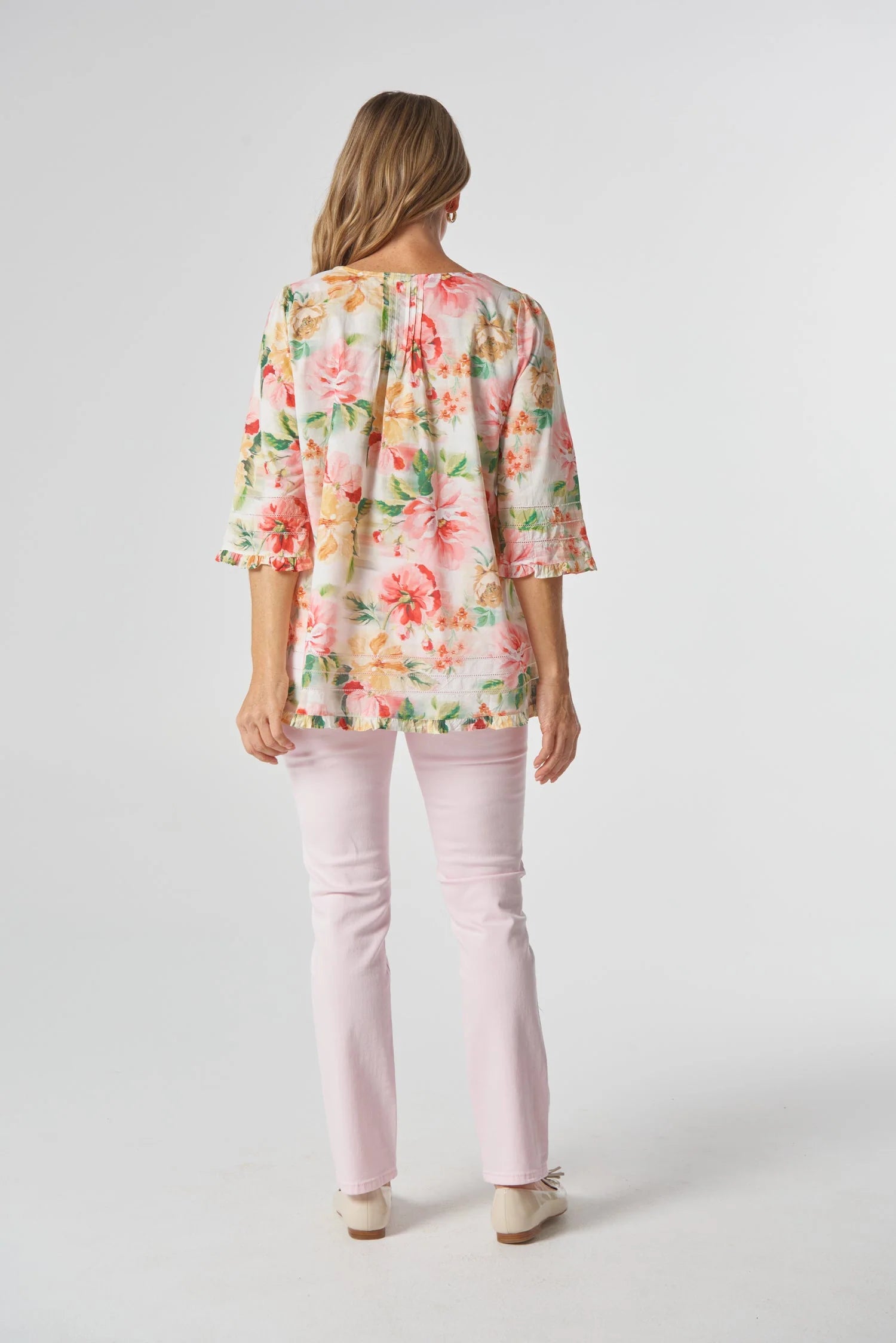 Goondiwindi Cotton Golden Cotton Trapeze Blouse - Blurred Floral