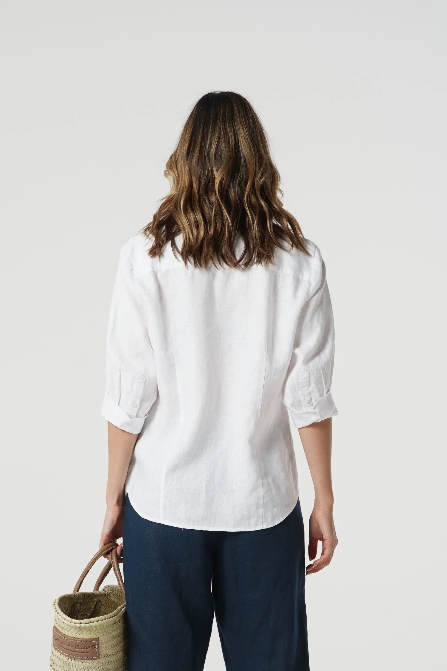 Goondiwindi Cotton Island Linen 3/4 Sleeve Frill Shirt - Optical White