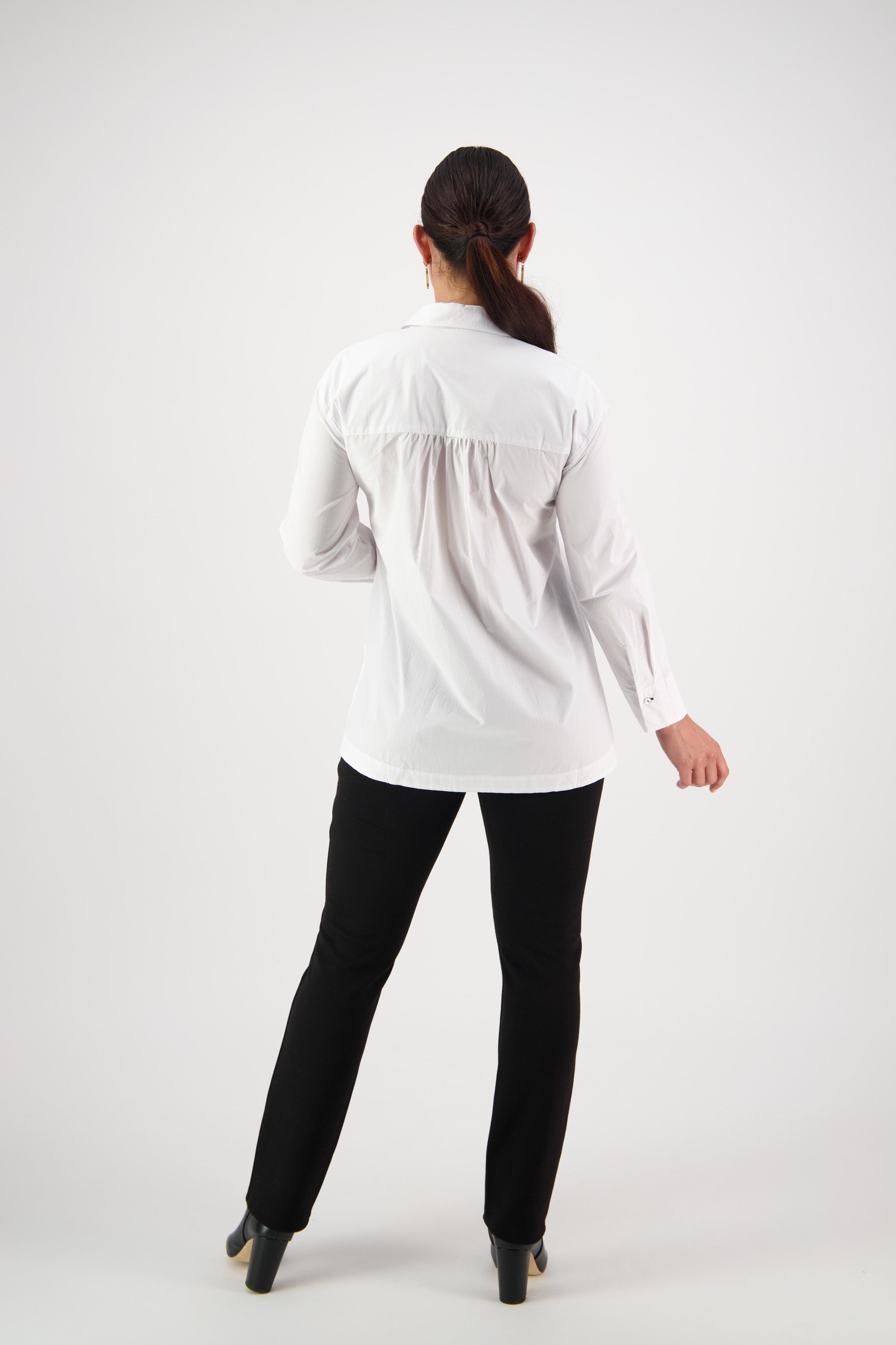 Vassalli Contrast Coloured Stitching Shirt - White/Ink