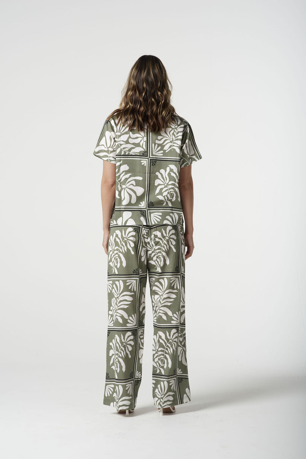 Goondiwindi Cotton Soft Button Through Blouse - Sage Green Print