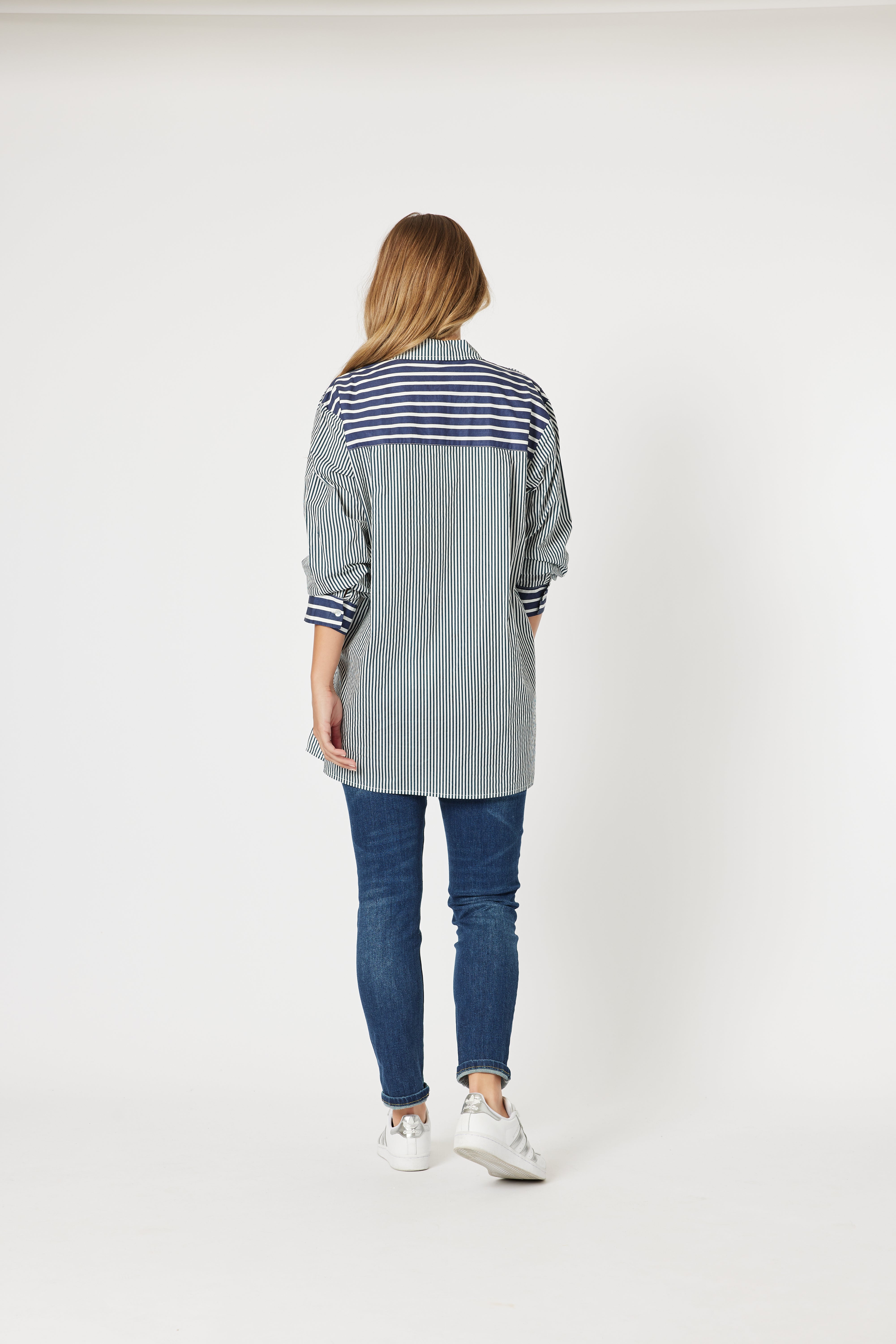 Threadz Anna Stripe Shirt - Navy