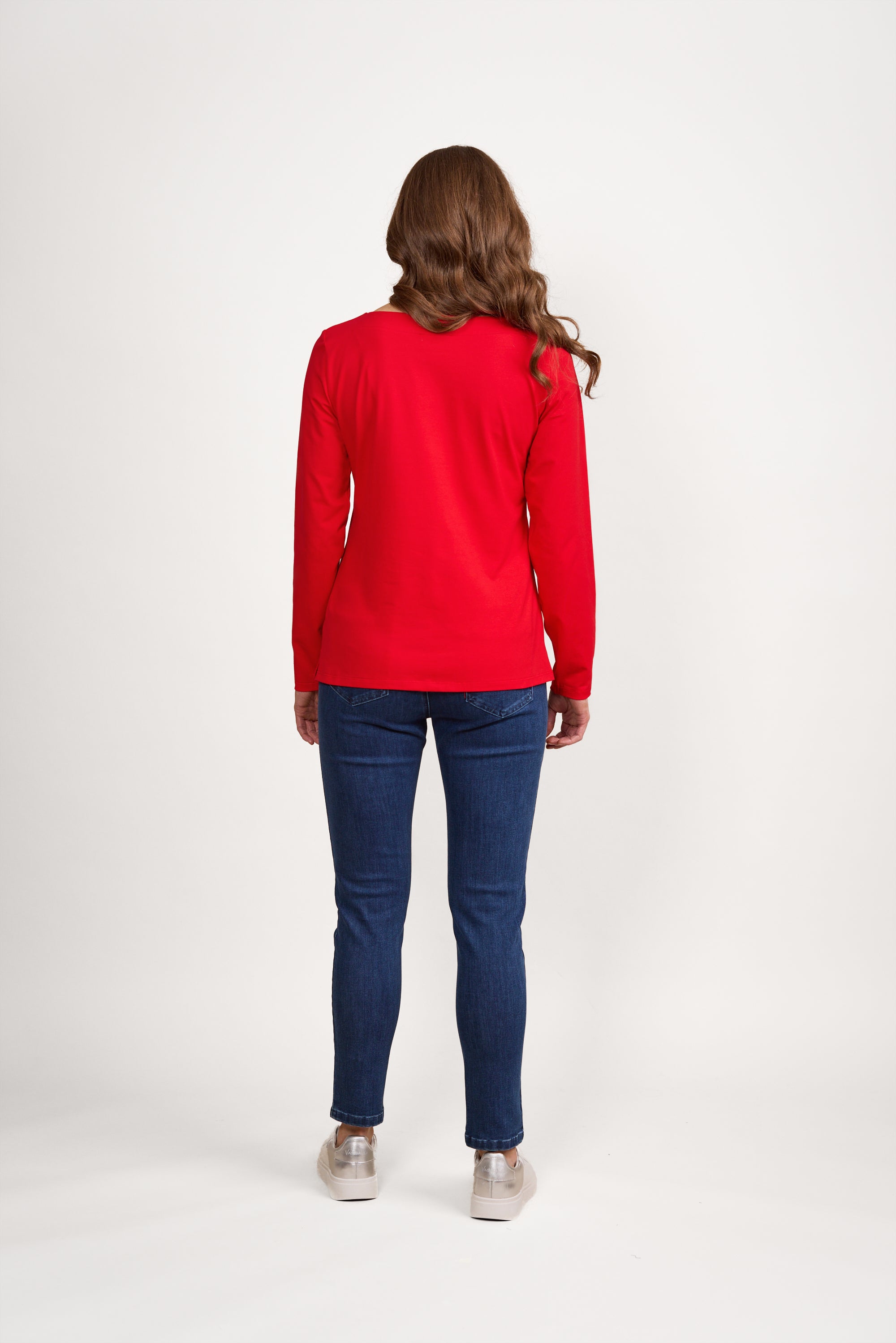 Vassalli Boat Neck Long Sleeve Top - Fiesta