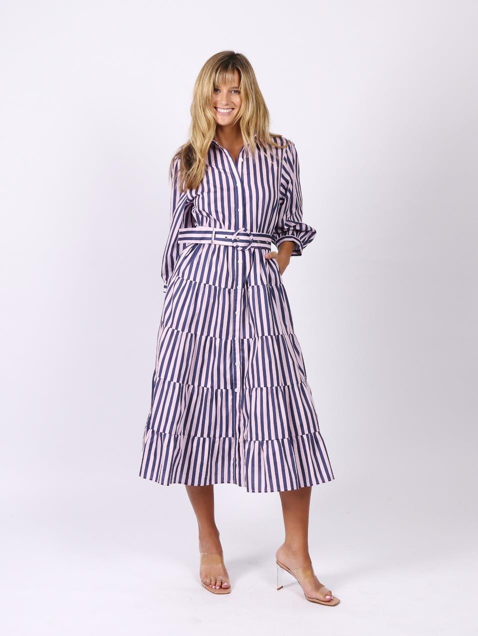 Leoni Peyton Dress - Navy/Pink