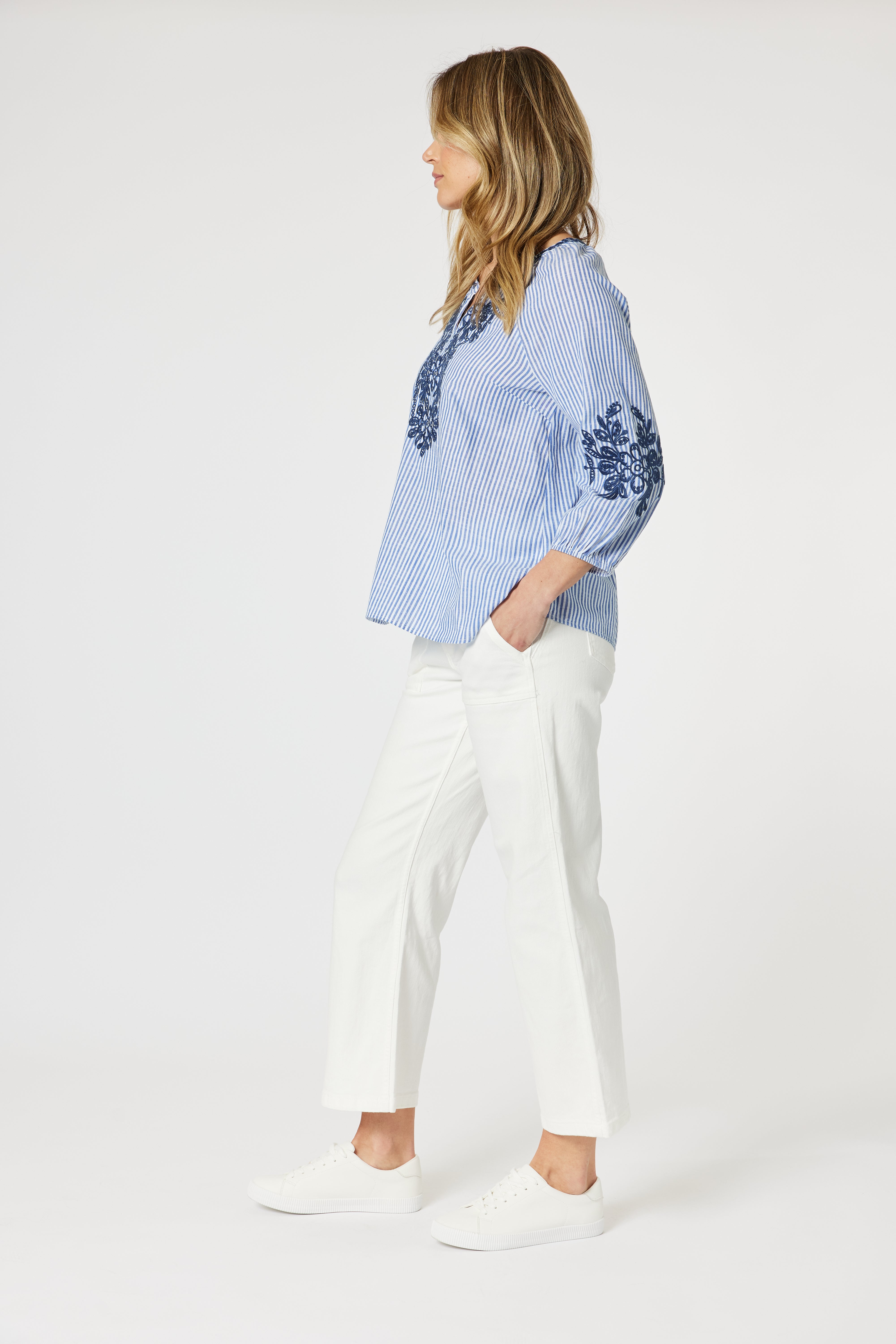 Gordon Smith Cottesloe Stripe Top - Blue/White