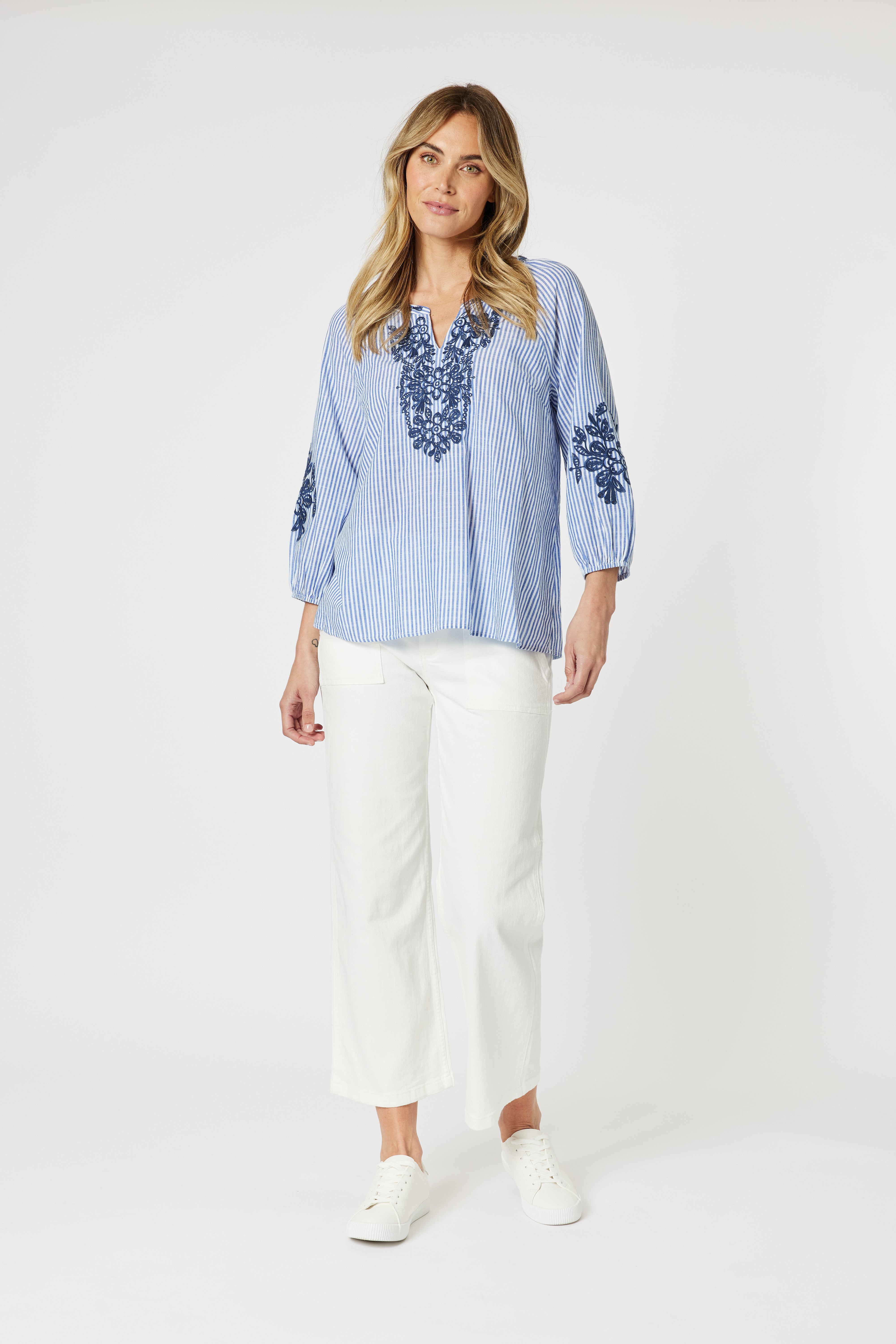 Gordon Smith Cottesloe Stripe Top - Blue/White