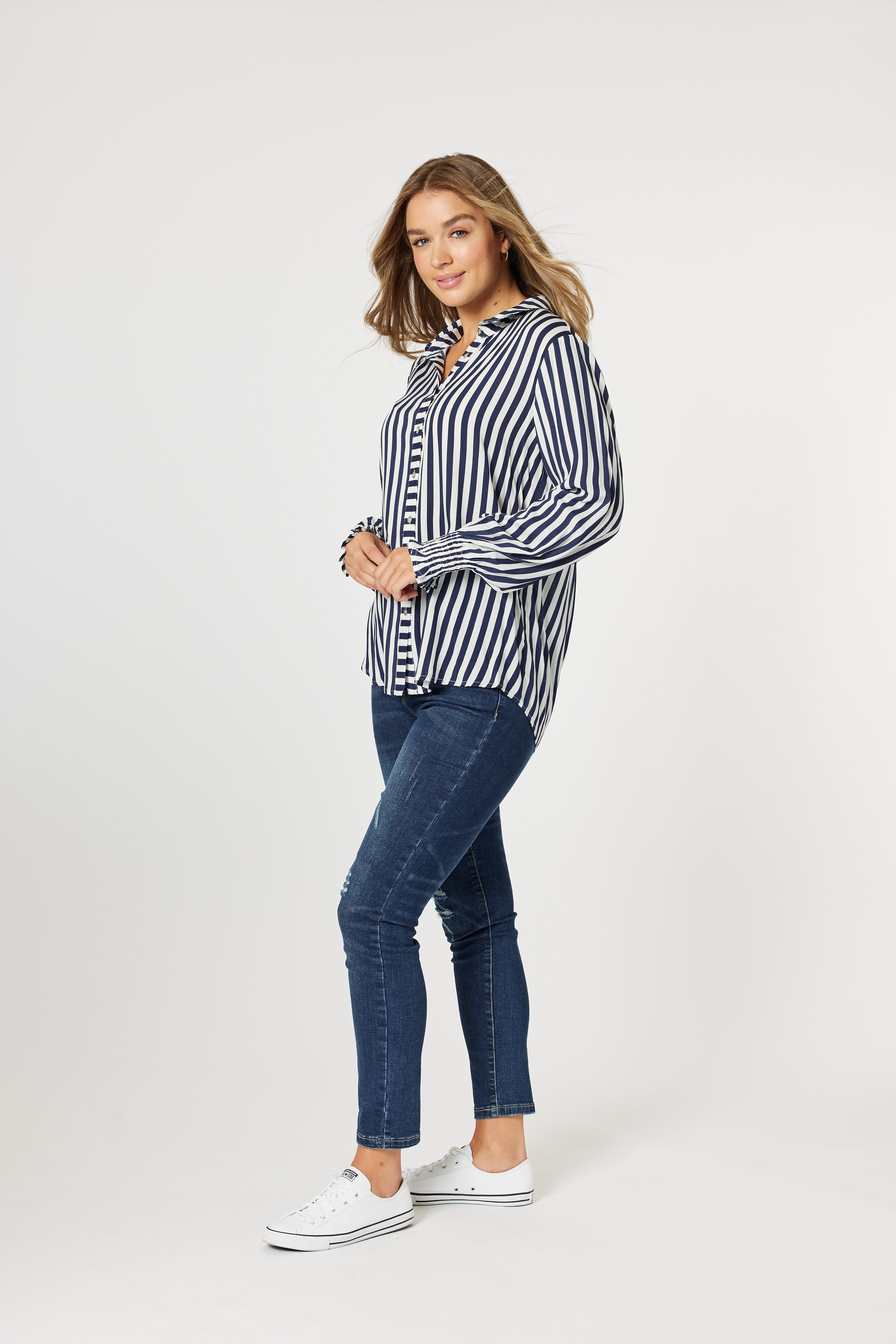 Threadz Soho Stripe Shirt - Navy/White