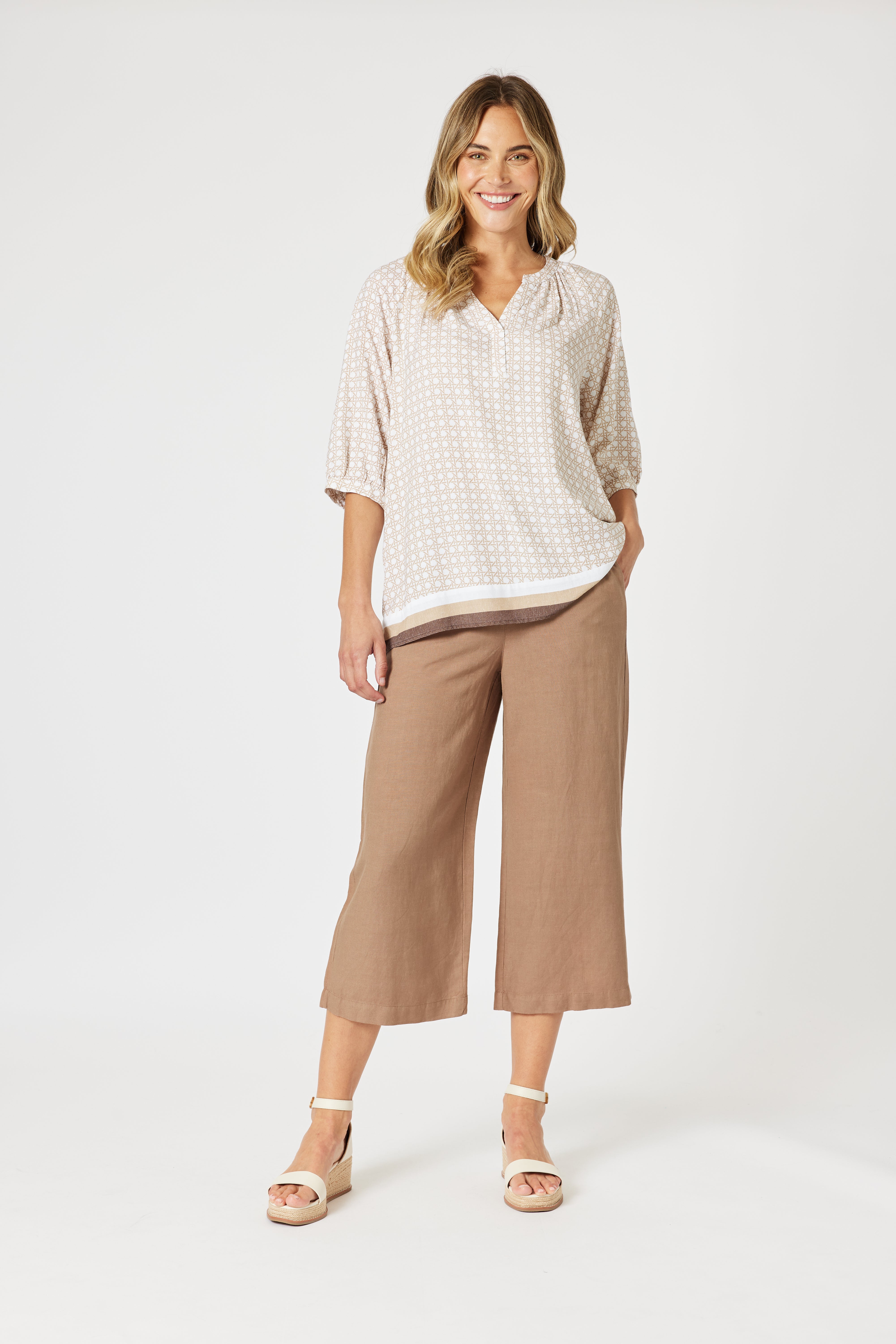 Gordon Smith Lino Wide Leg Pants - Nutmeg