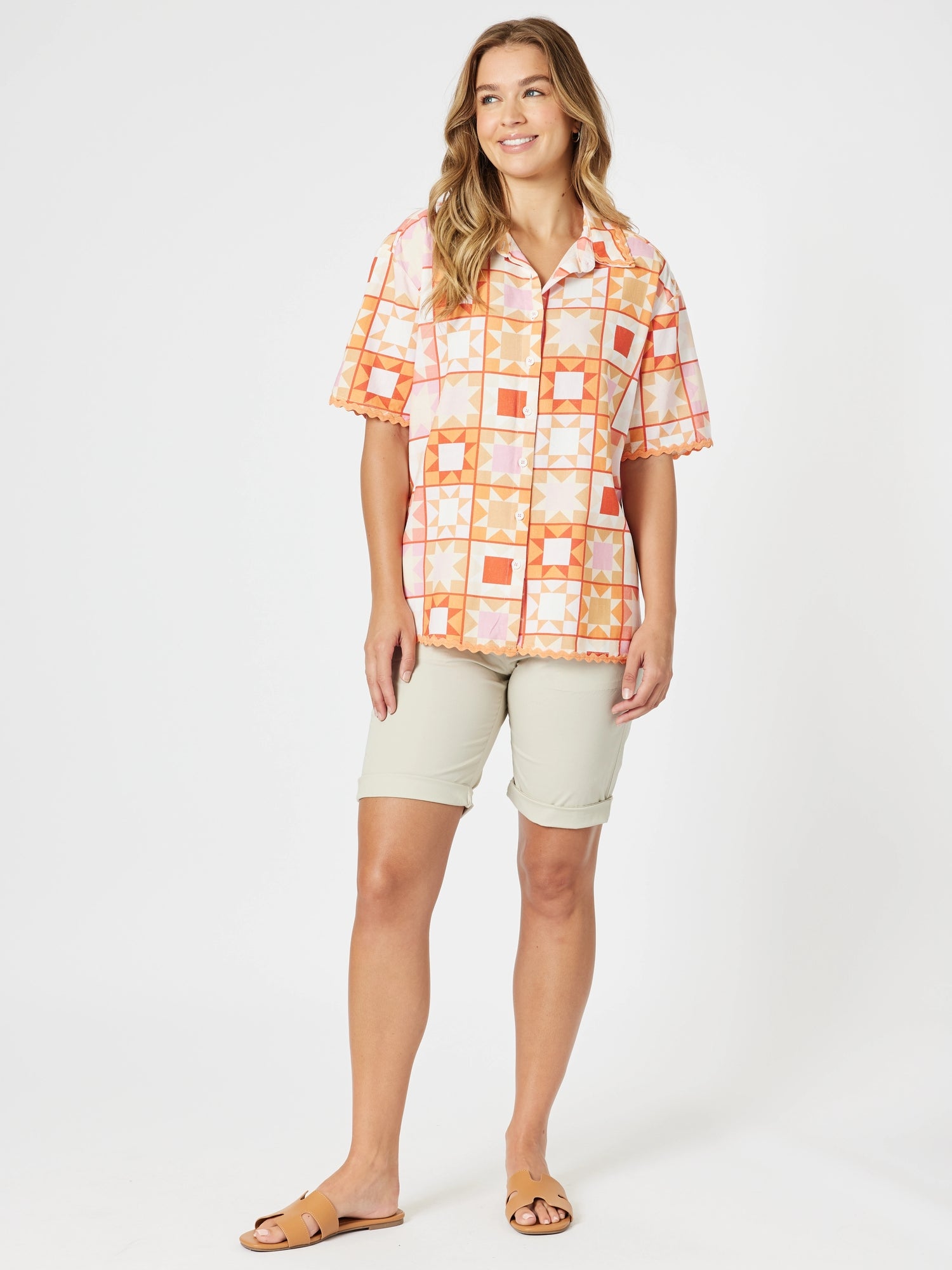Threadz Corfu Print Shirt - Mango Multi