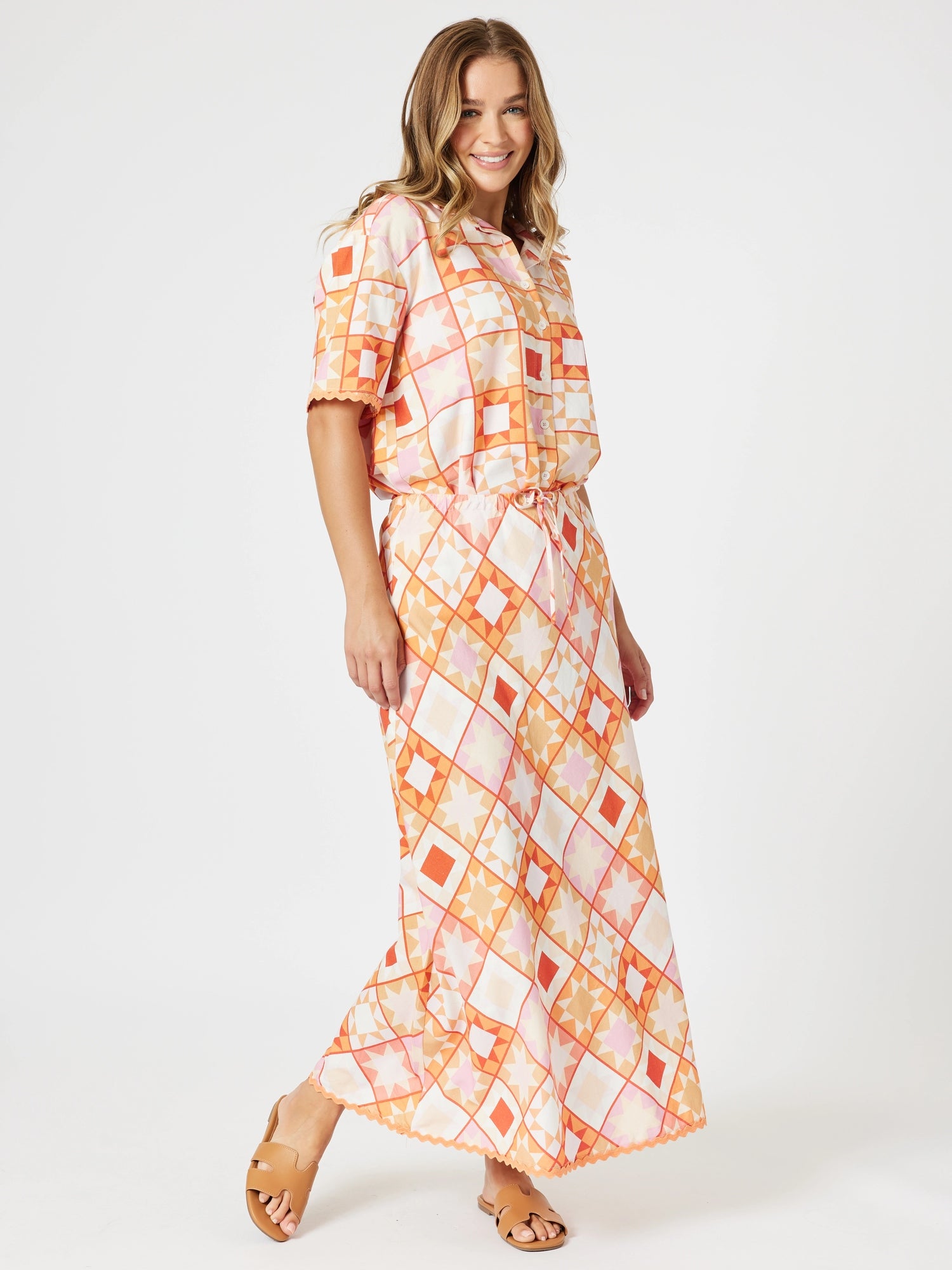 Threadz Corfu Print Shirt - Mango Multi